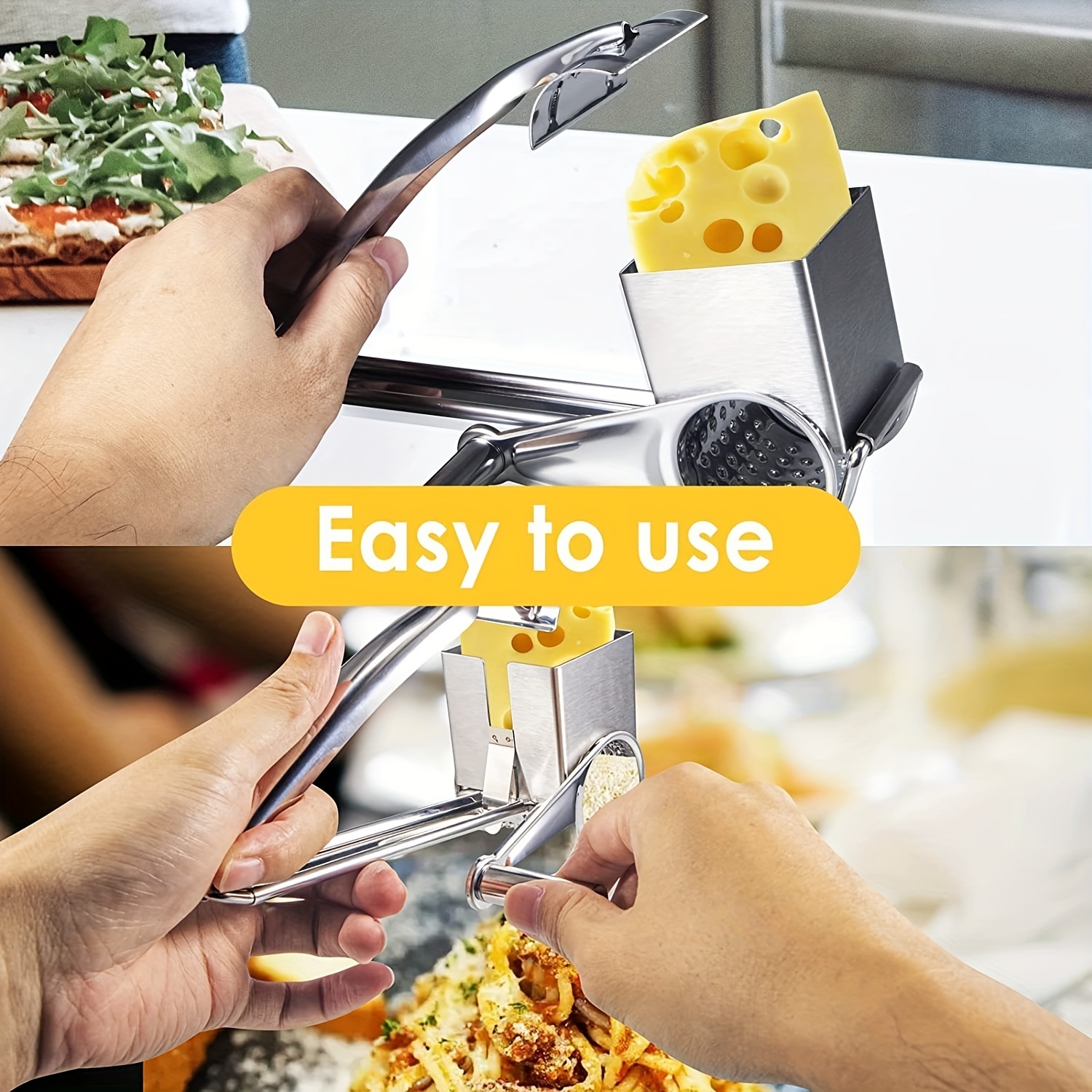 5pcs Manual Rotary Cheese Grater With Handle With 4 Interchangeable Sharp  Drum Blades Stainless Steel Handheld