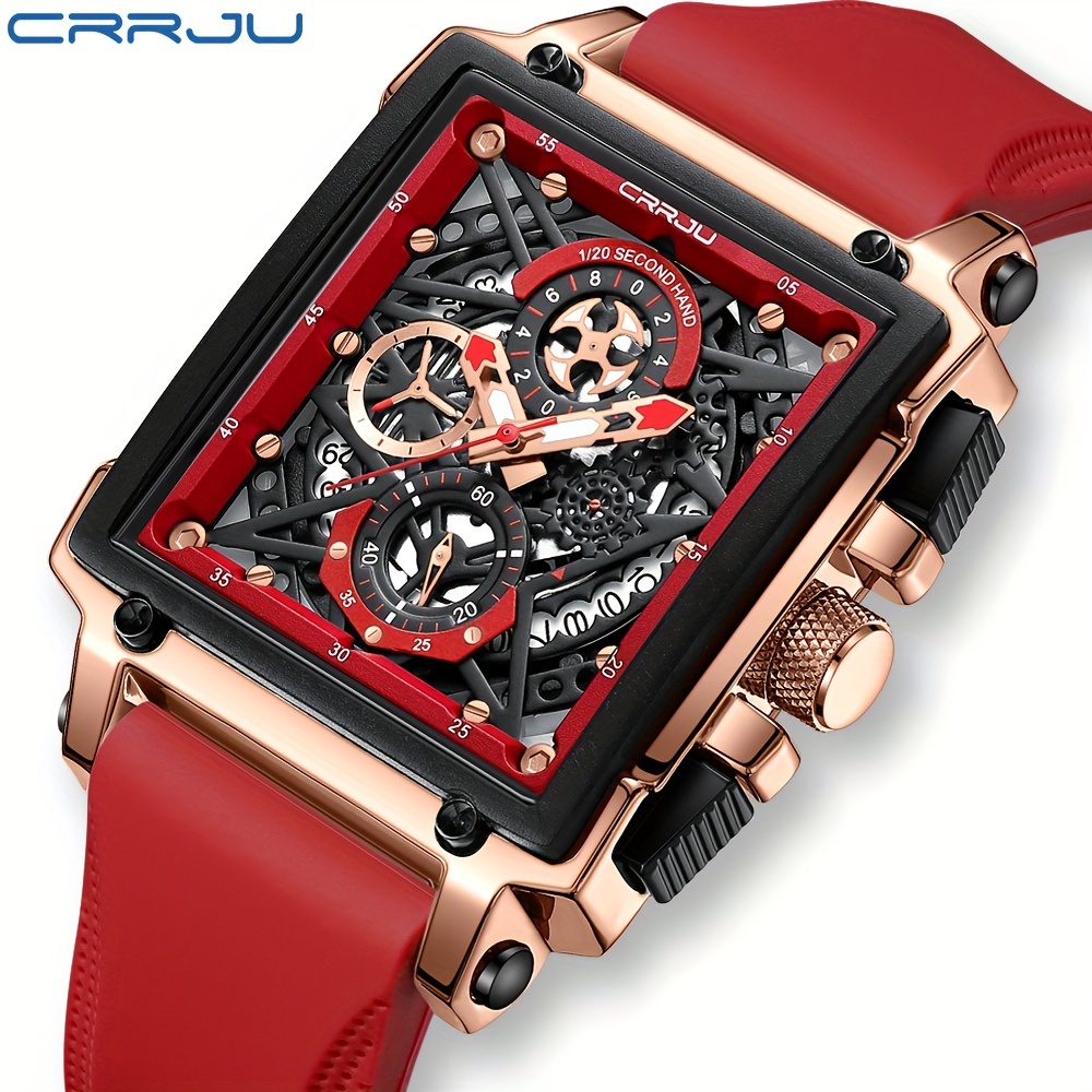 Mens Watch CRRJU Men Chronograph Luxury Waterproof Watches Fashion