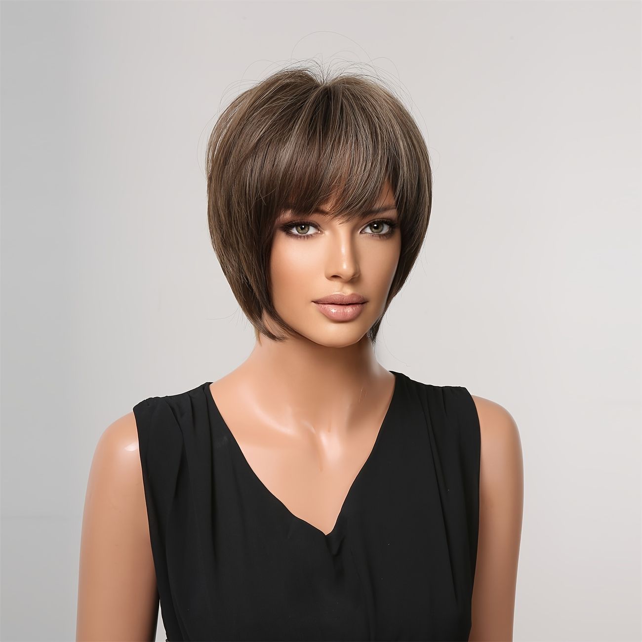 8inch Brown Short Hair Wig Straight Hair Wigs For Women With Bangs Super  Soft And Easy To Wear Straight Bob Wig | Shop The Latest Trends | Temu