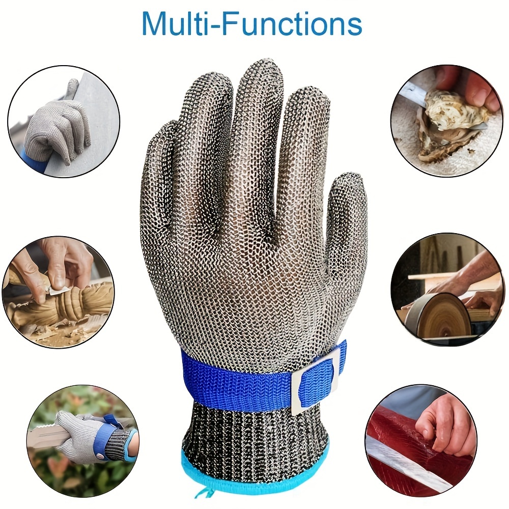 Metal Chainmail Gloves, Non-Slip Wear-Resistant Food Safety Cut-Resistant  Gloves, Class 9 Protective Safety Work Gloves (Size : 1PCS/XS)