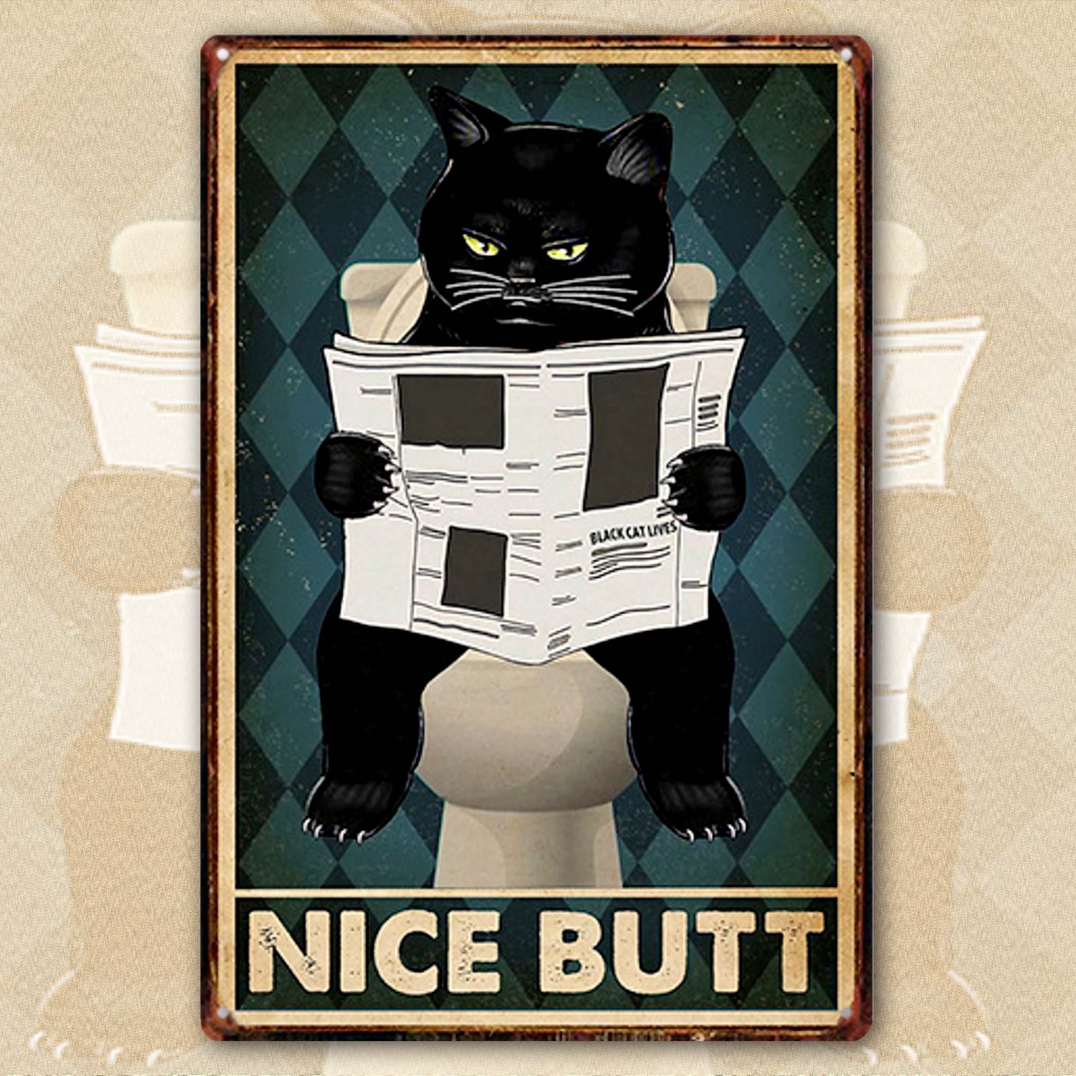 Black Cat Vintage Posters Art Wall Prints Funny Bathroom - Temu