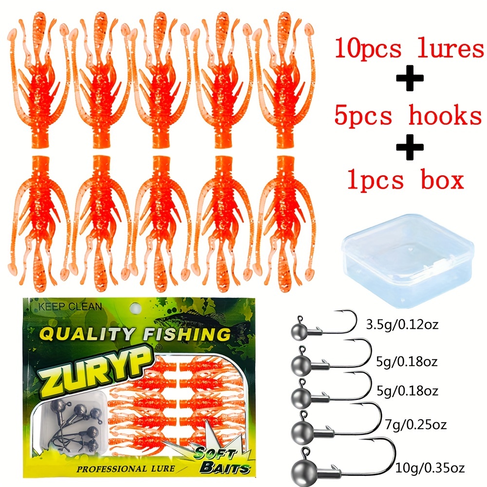 QJXSH 9Pcs Soft Shrimp Fishing Bait Worm Lures Hook Crankbaits Hooks Baits  Tackle