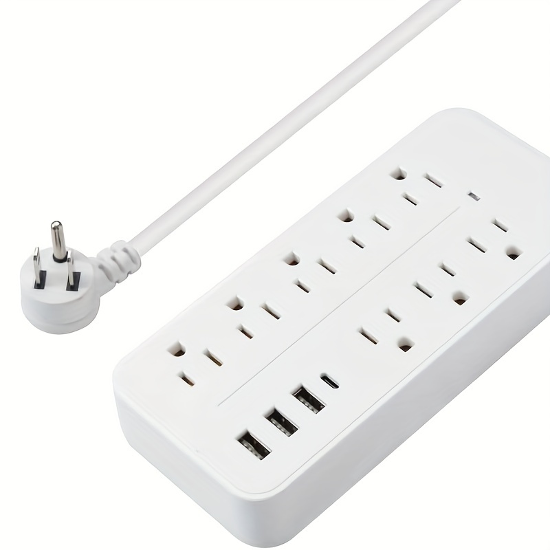 Extension Cord Usb, Power Outlet With 3 Outlets 4 Usb Charging Station  Power Strip Surge Protection With 2m Power Cord - White