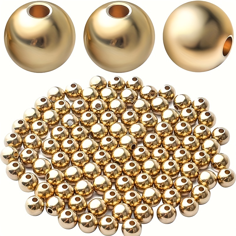 

500pcs Golden Plated Round Ball Smooth Spacer Loose Beads For Jewelry Making Diy Bracelet Necklace Handicrafts Small Business Supplies