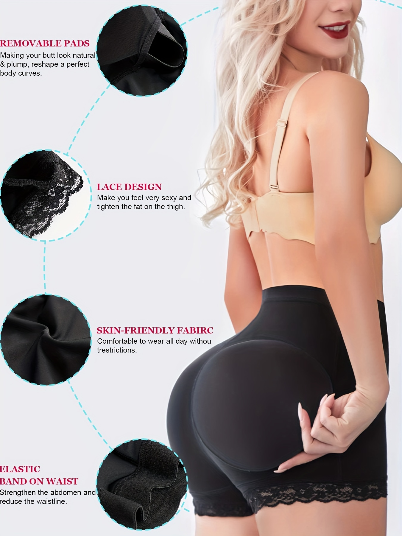 Lace Trim Shaping Shorts Tummy Control Compression Butt - Temu
