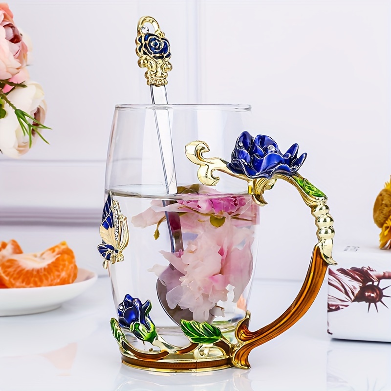 Elegant Blossom Glass Mugs