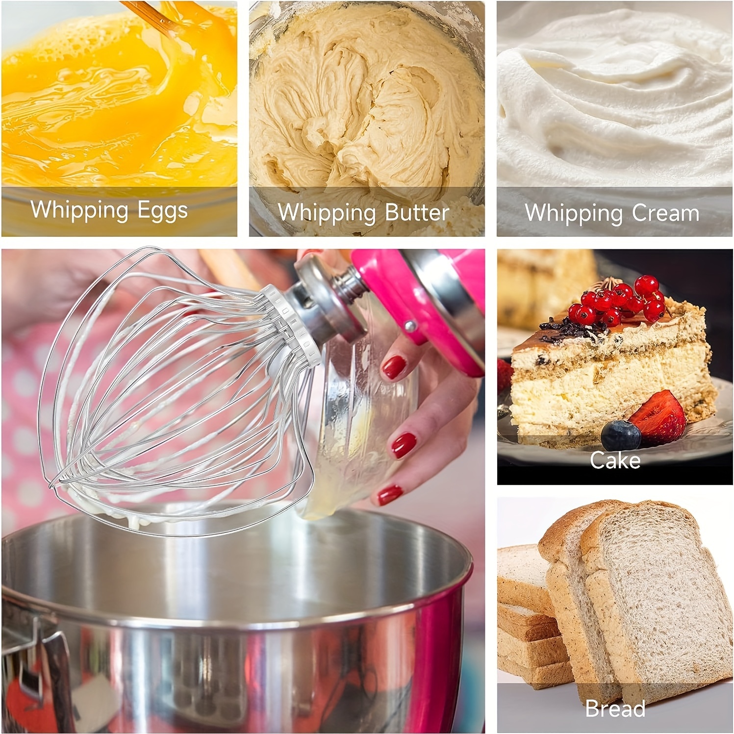 Kitchenaid Stainless Steel Wire Whip Attachment For 4.5qt Tilt-head Stand  Mixer - Perfect For Whipping Cream, Eggs, And Cake Batter - Temu