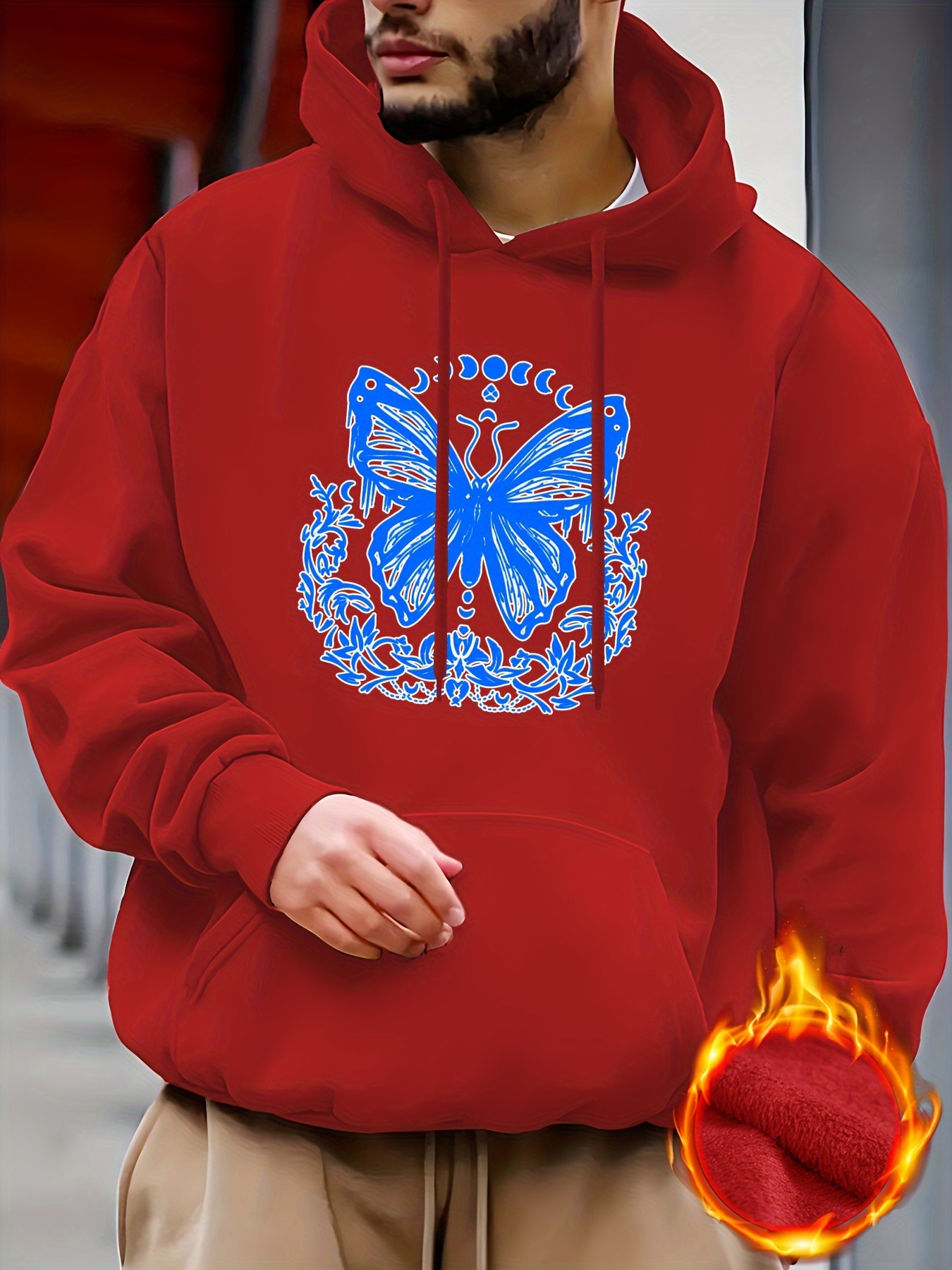 Red and discount blue sleeve sweatshirt