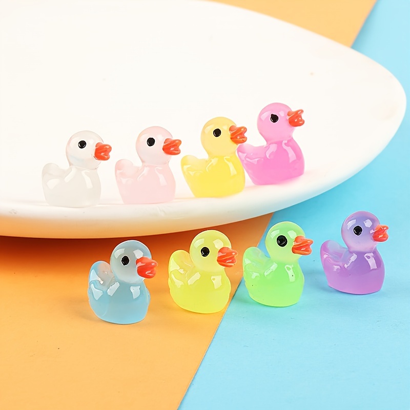 10-30PCS Mini Ducks King Glow At Night Fairy Garden Kawaii Decor Luminous  Duck with Crown Home Accessories Dollhouse