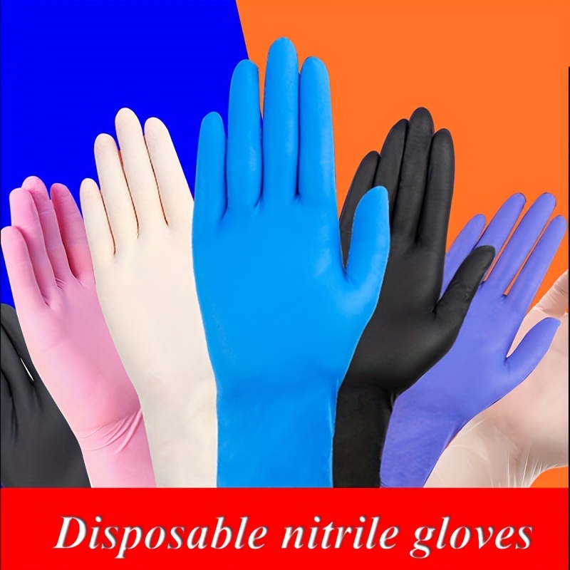 

50/100pcs Nitrile Disposable Gloves For Occupational Work And Industrial Use, Black, White, Blue, Pink, Powder Free And Latex Touch Screen Disposable Non Sterile Nitrile Exam Gloves.