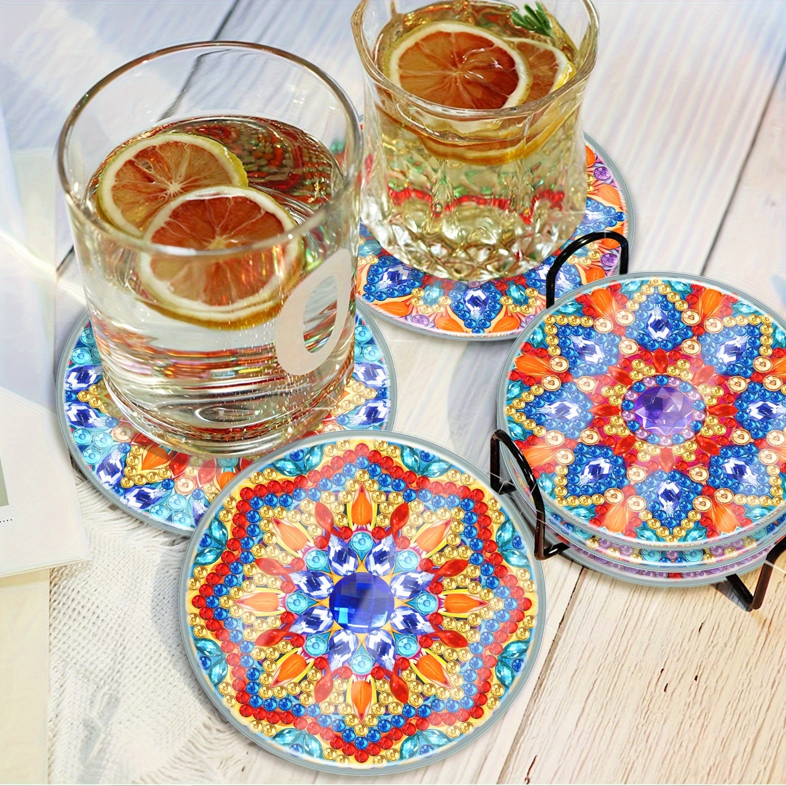 6pcs Diamond Painting Coasters, Drink Coasters Set, Arts and