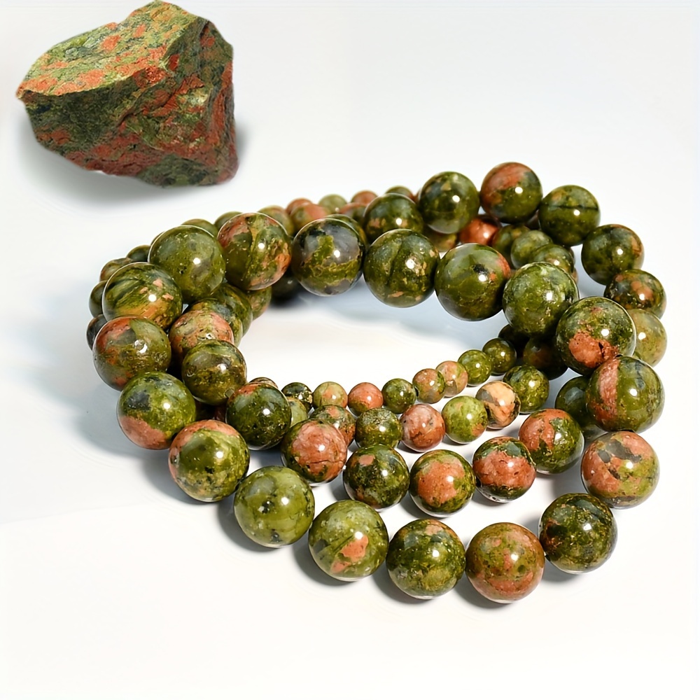 

Natural Unakite Beads Bracelet For Men & Women Stone Jewelry Gift