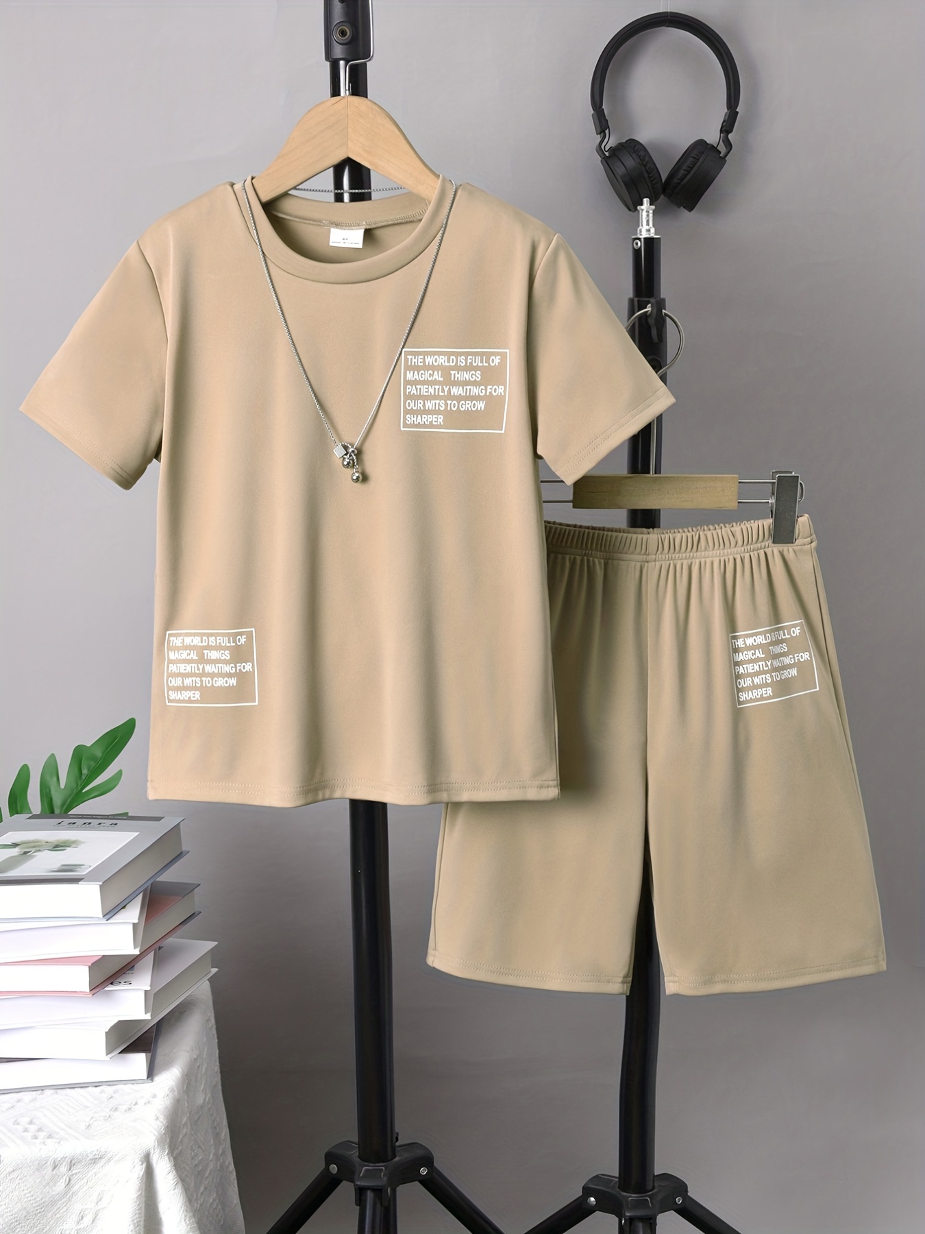 SPANZ Boy's Regular Cotton Half Sleeve T-shirt & Shorts set I Casual,  Printed, Half Sleeve Round Neck T-shirt & Half Pant set for Teen Boys -  Light 