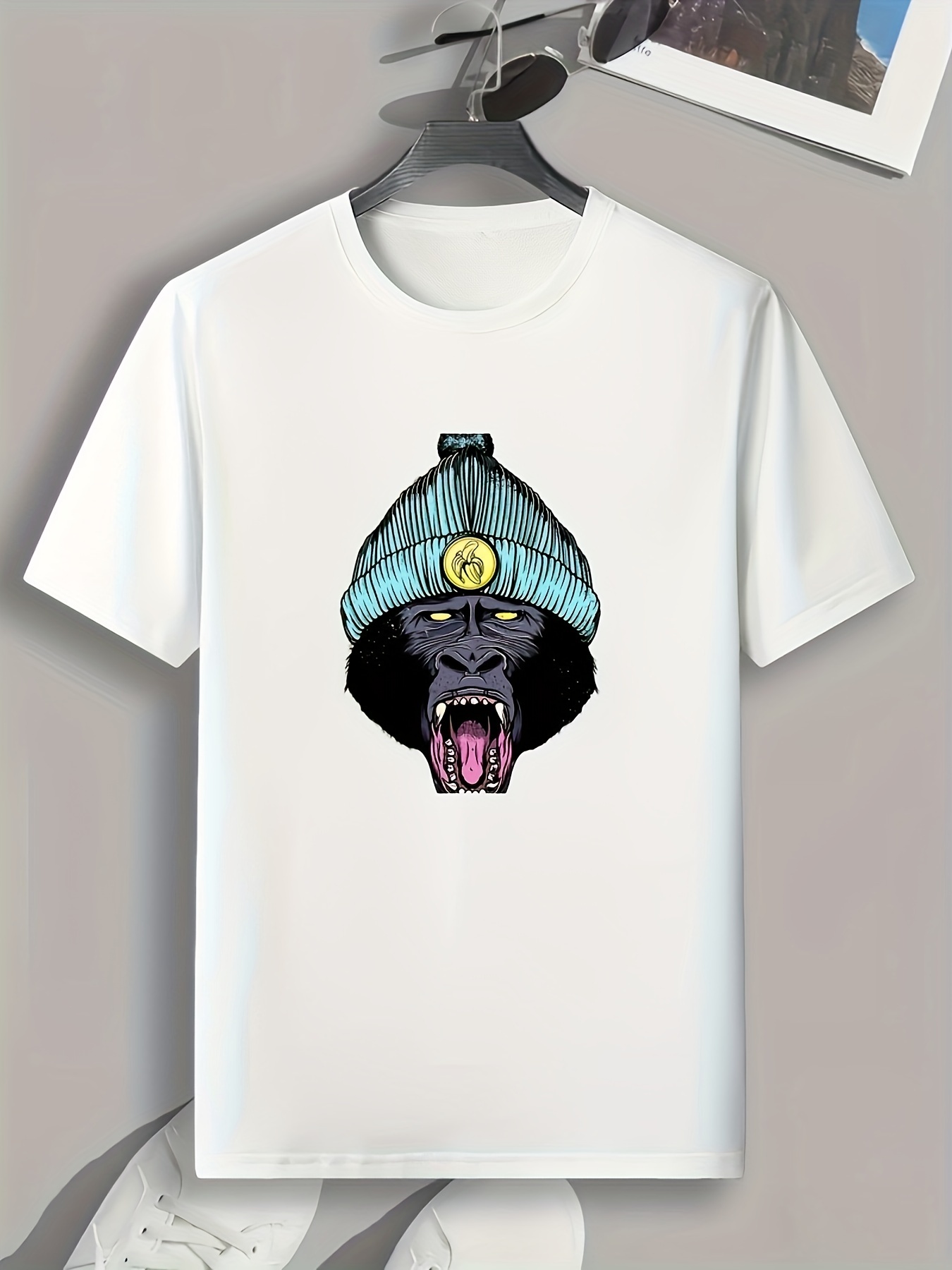 gorilla Wear Pattern Print Men's Comfy T shirt Graphic Tee - Temu