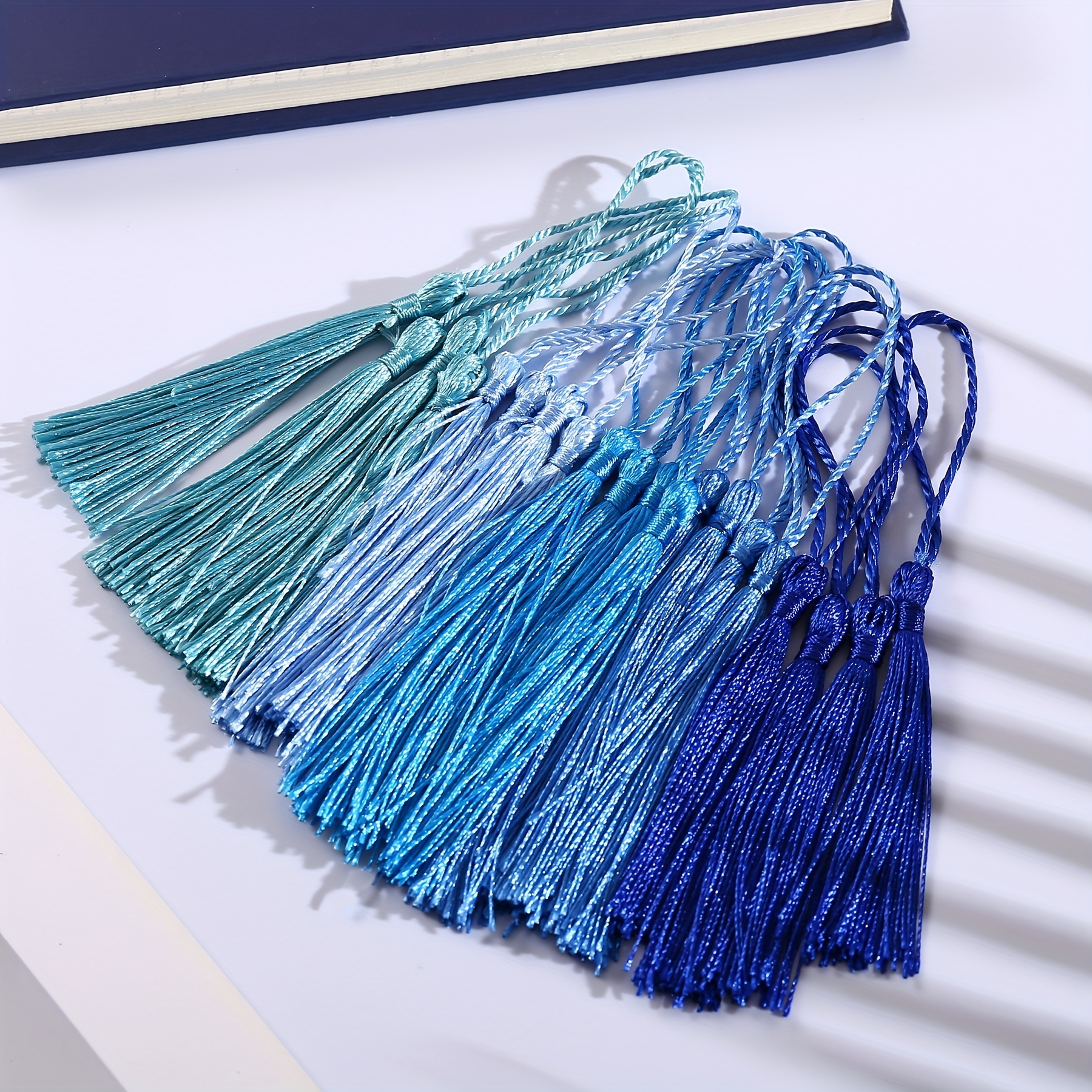  Kuasting 4pcs Handmade Soft Silky Tassels, 11.5 Inch Handmade  Tassels Bookmarks for DIY Crafts Jewelry Making,Graduation Clothing Sewing,  DIY Craft Accessory,Tags (Blue)
