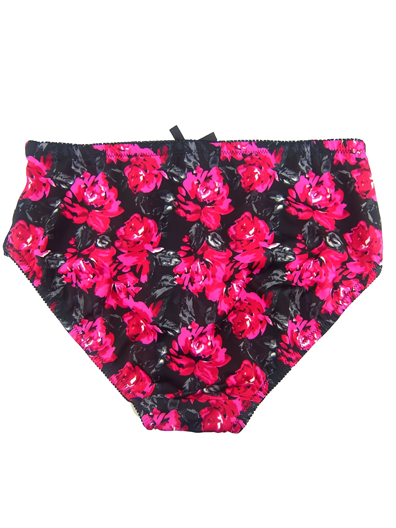 3pcs Floral Print Bikini Panties, Comfy & Cute Low Waist Lace Trim Panties,  Women's Lingerie & Underwear