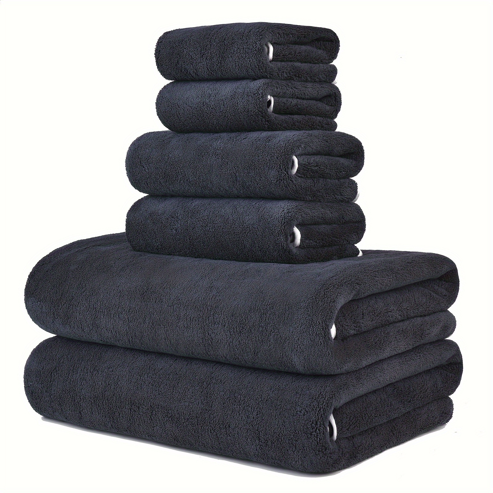 

6-piece Modern Microfiber Towel Set, Includes 2 Bath Towels (27x55in), 2 Hand Towels (13x30in), 2 Washcloths (13.7x13.7in), Quick-dry, Ultra-absorbent, Lightweight