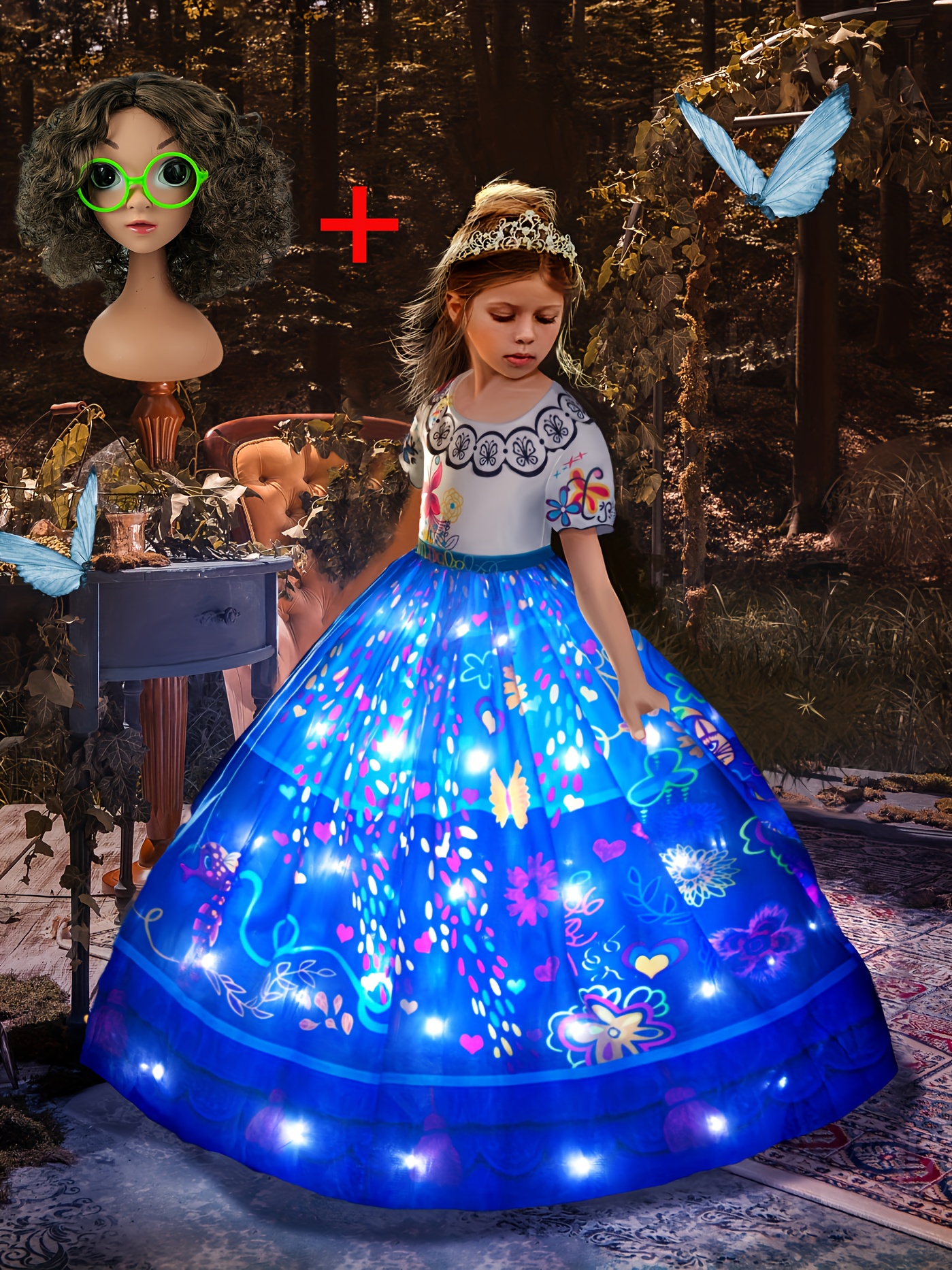 Kid/ Teen Girls Halloween Fun Light Up Costume Comic Flower Fairy Cosplay  Older Sister Role Play Costume Led Glow-in-the-dark Dress With Bag (battery  Not Included) - Temu