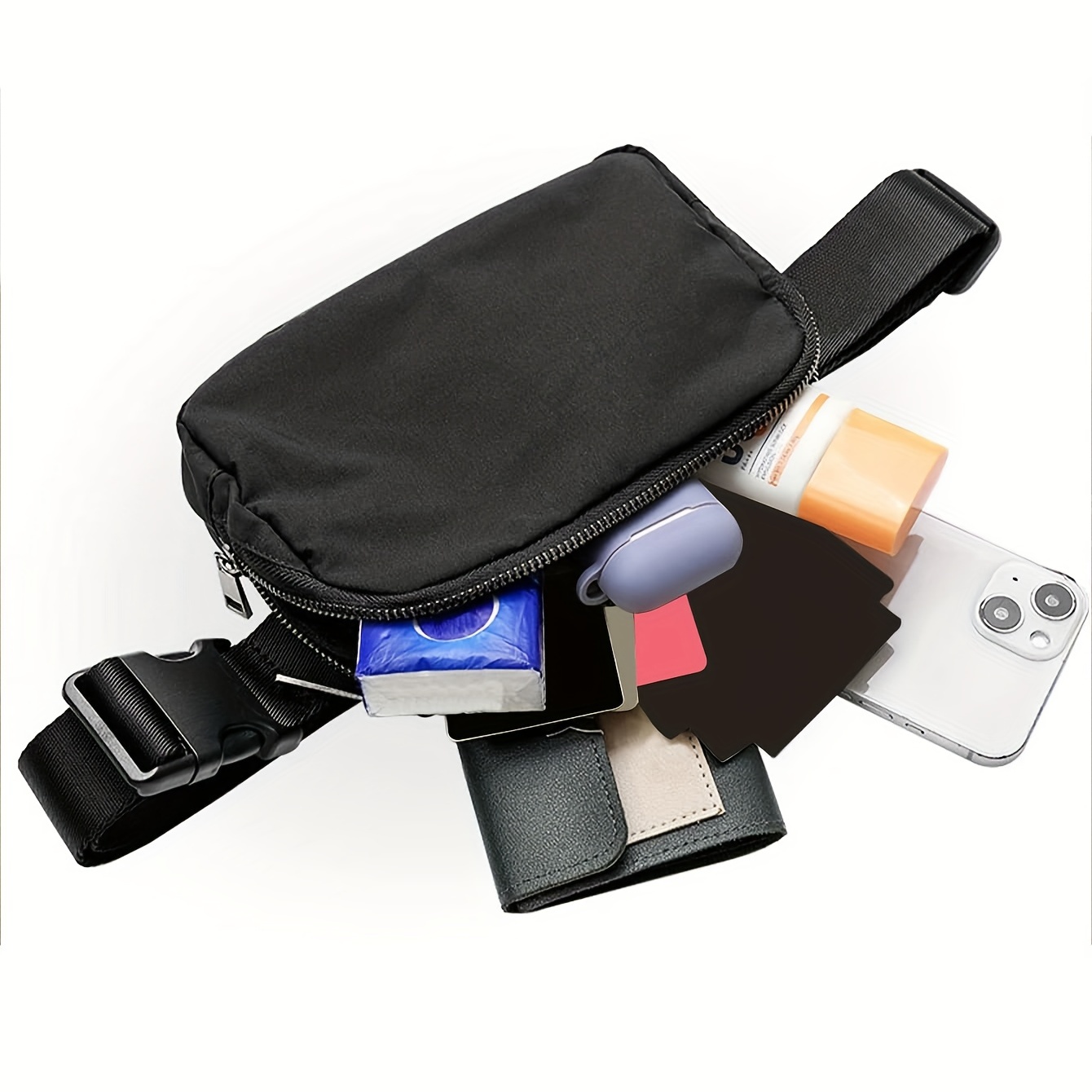Minimalist Fanny Pack Multi-pocket Black Men's Handsome Chest Bag, Large  Capacity Multi-pocket Crossbody Bag, Mobile Phone Summer Bag - Temu