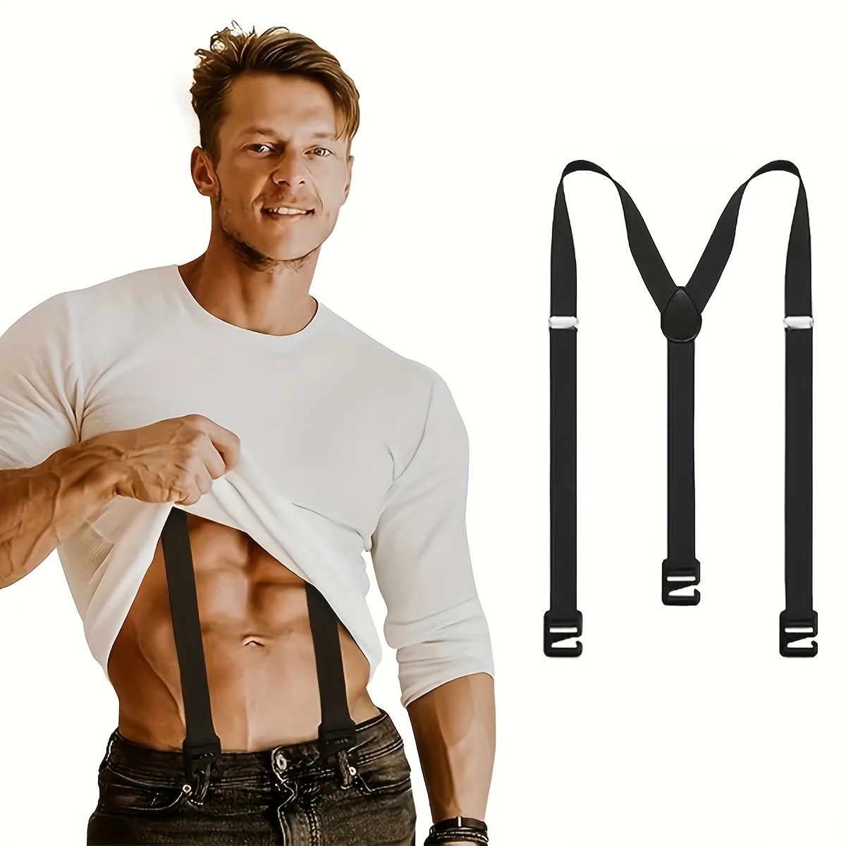 1pc Adjustable Elastic Y Back Design Mens Suspenders With Strong