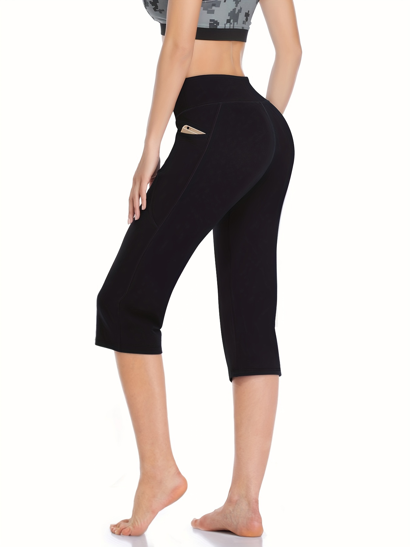 Womens Yoga Capri Flare Pants Workout Bootleg Pants Bootcut Capri Pants  With Side Pockets Womens Activewear, Today's Best Daily Deals