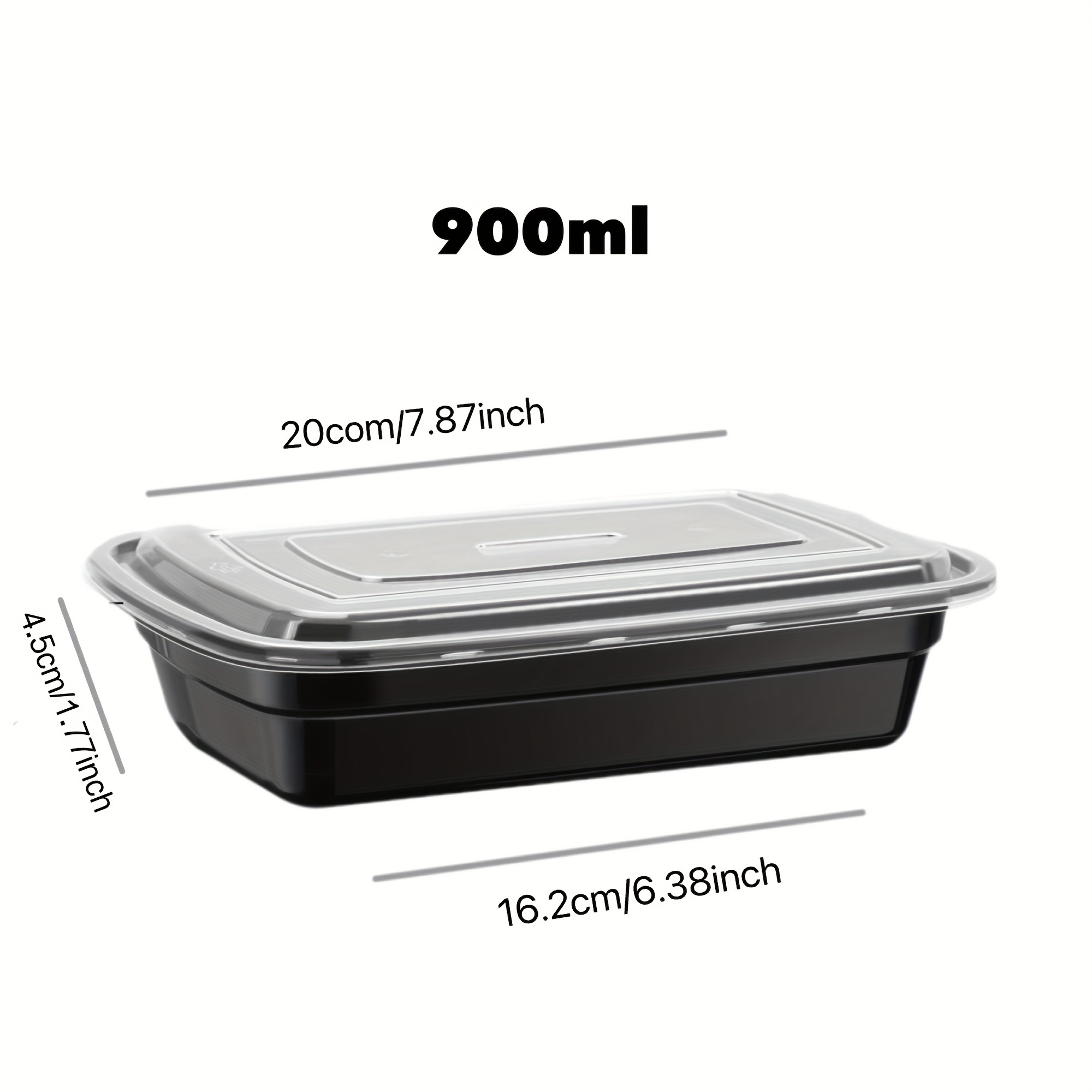 Christmas sale!! 50pcs Square Disposable Lunch Box Cake Packaging Boxes  Plastic Eco-friendly Fruit Vegetable Food Container Kitchen Tools 1000ml 