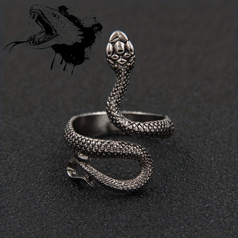 1pc Bague Serpent Cobra Noire De Style Gothique Pour Homme Bague