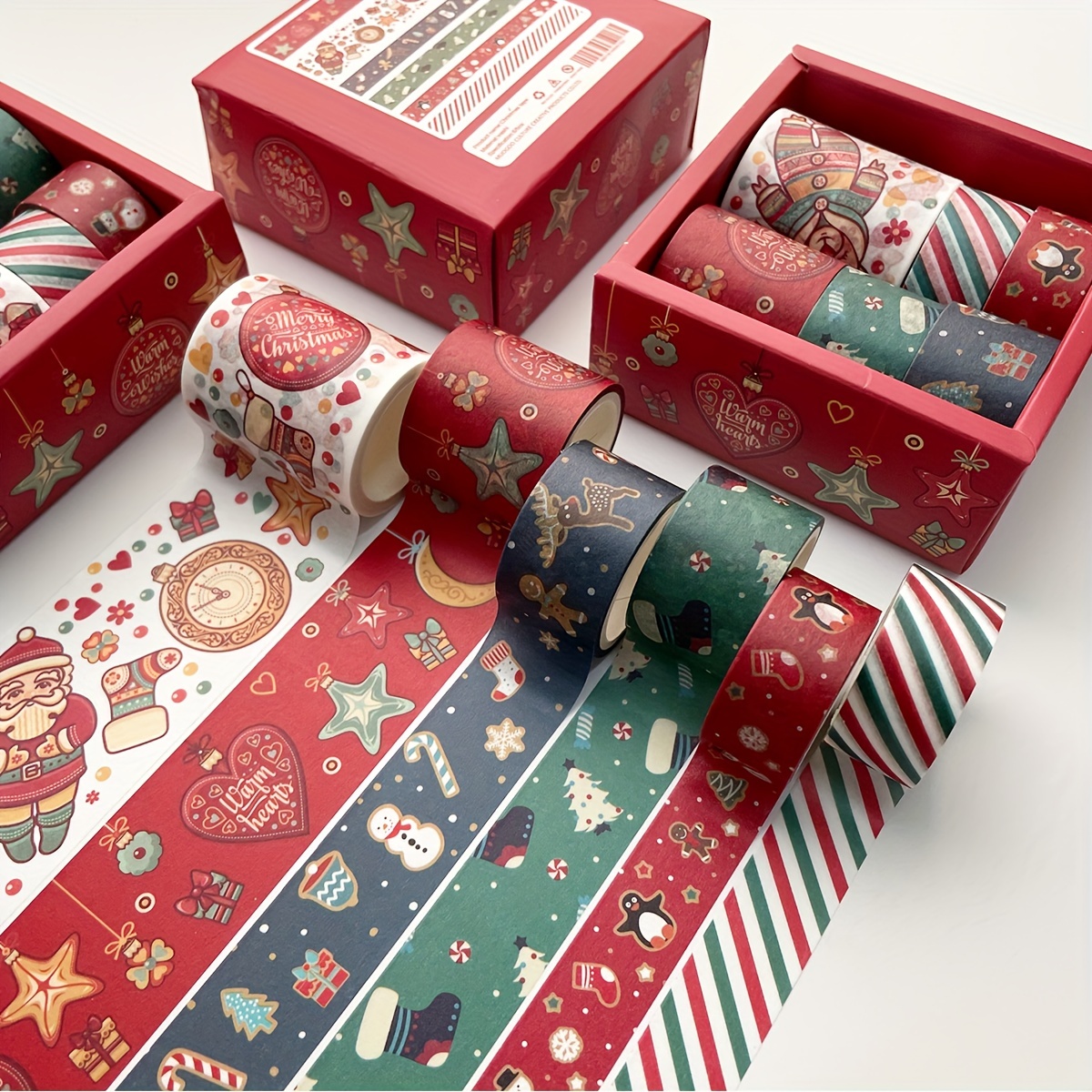 Christmas Pattern Paper Tape Set Colorful Decorative Masking - Temu