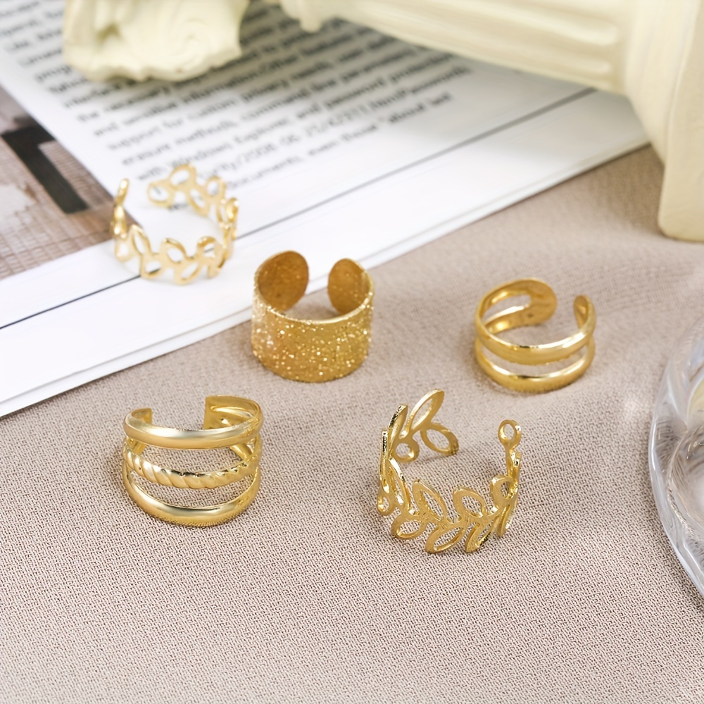 5pcs Minimalist C Shaped Ear Cuff Leaf Shaped Double Layers Triple Layers