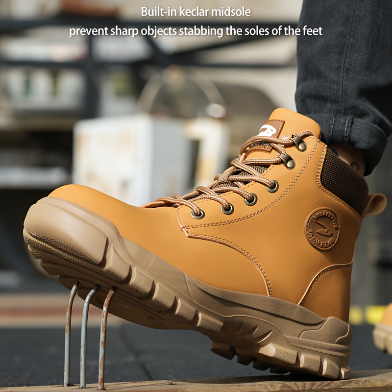 Men s Trendy Steel Toe High Top Work Boots Comfy Non Slip Casual Shoes For Men s Outdoor Activities