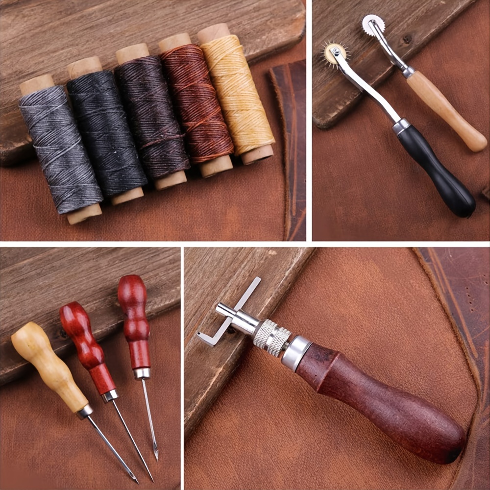 TLKKUE Leather Craft Tools 2 Sets Leather Working Tools Kit with Custom  Stora