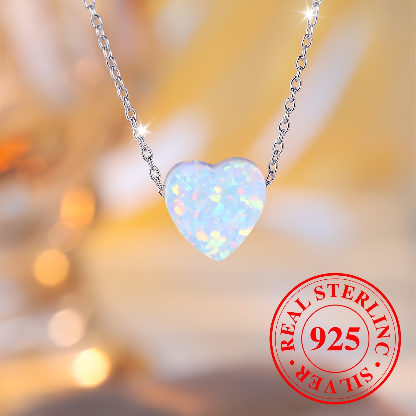 

Simple 925 Sterling Silver Heart-shaped White Opal Pendant Necklace Ladies Dating Gift Birthday Gift Love Gift
