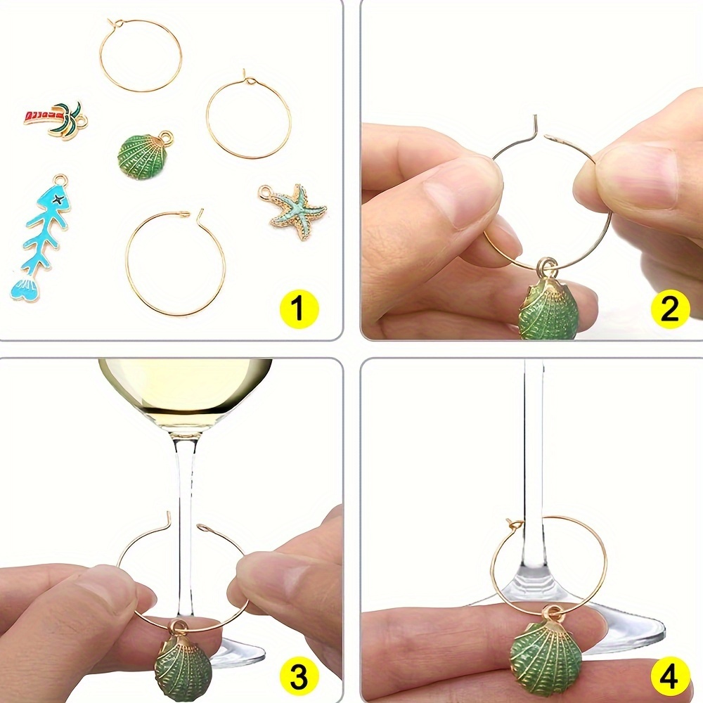 15 Pieces Wine Glass Charms Markers Tags,Wine Charms for Stem Glasses,Drink  Markers,Wine Glass Rings,Wine Glass Tags,Wine Glasses Identifier