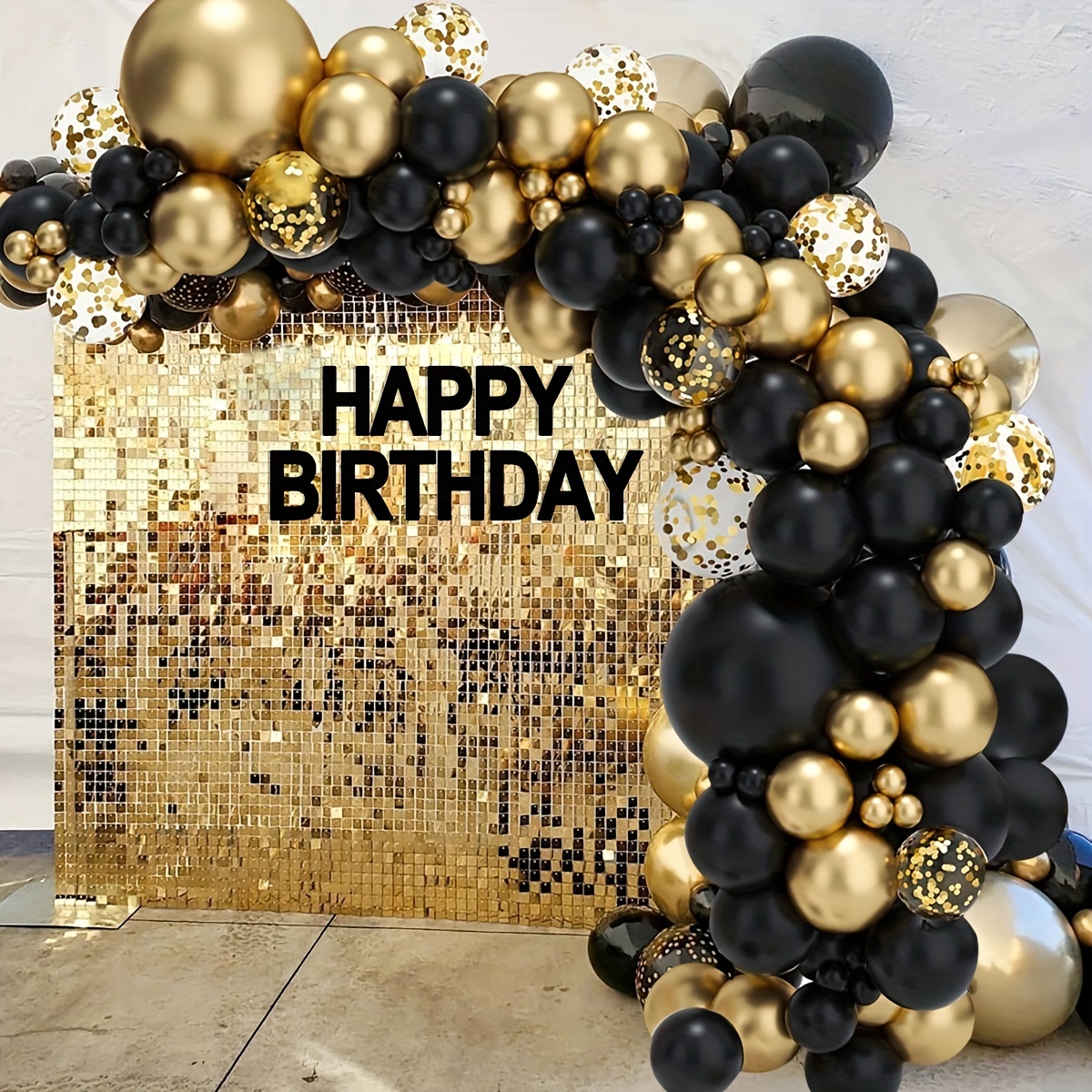 Kit de arco de globos negro y dorado – 109 arco de globos de cumpleaños de  oro negro y plata, kit de guirnalda de globos para decoración de cumpleaños  de niño niña