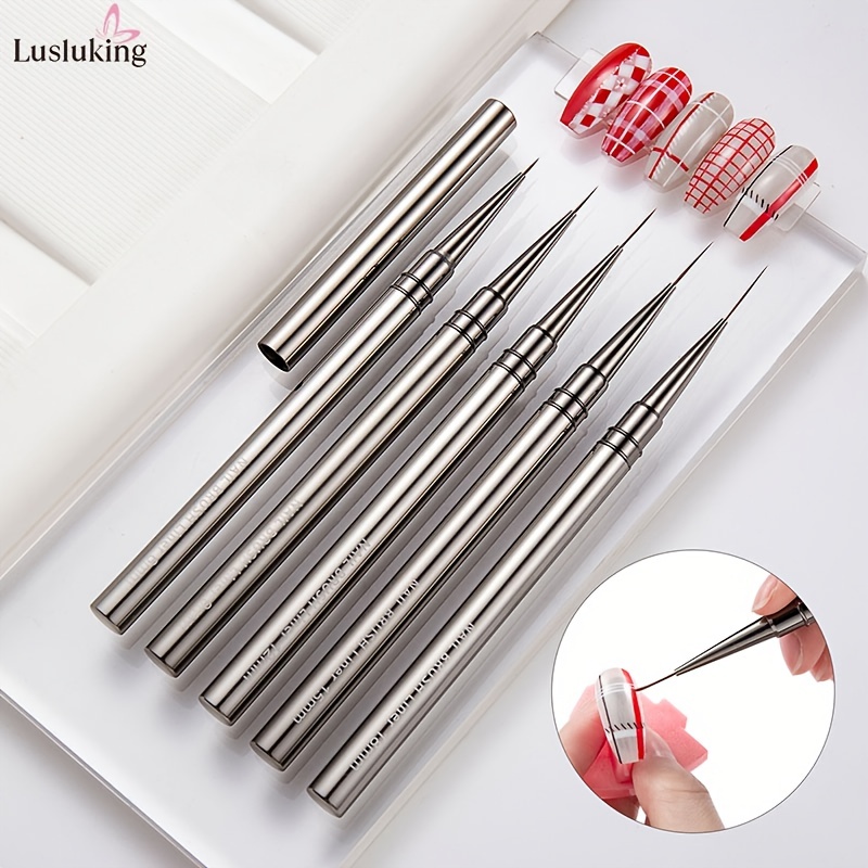 

5pcs/set Nail Liner Brushes For Manicure Pedicure, Nail Brush Pen, Acrylic Powder Dipping Pen, Nail Painting Drawing Pen