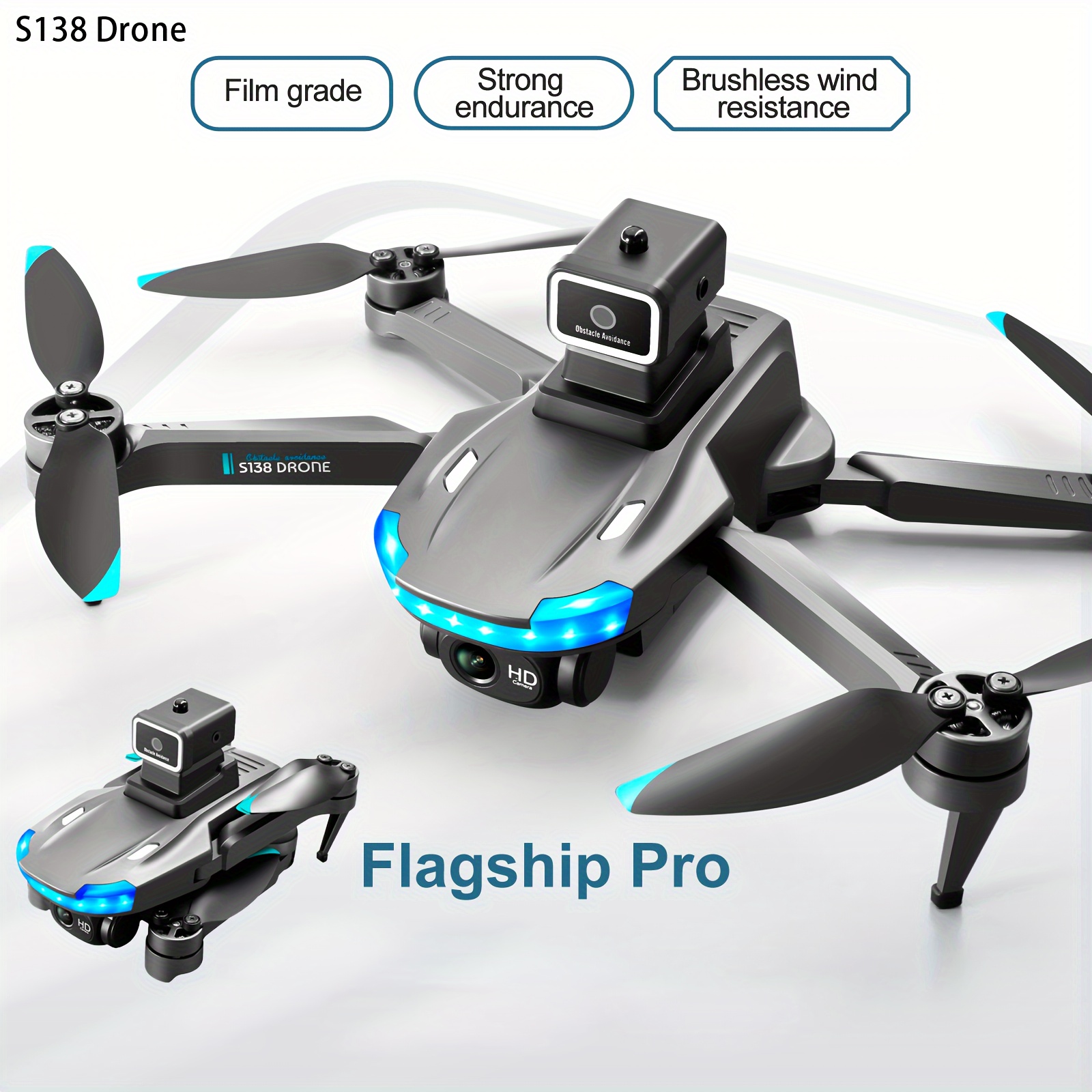 With 2 Batteries F199 Drone With Dual HD Electric Camera, Optical Flow  Positioning, Smart Obstacle Avoidance, Wind-Resistant, Stable  Flight.Perfect Fo