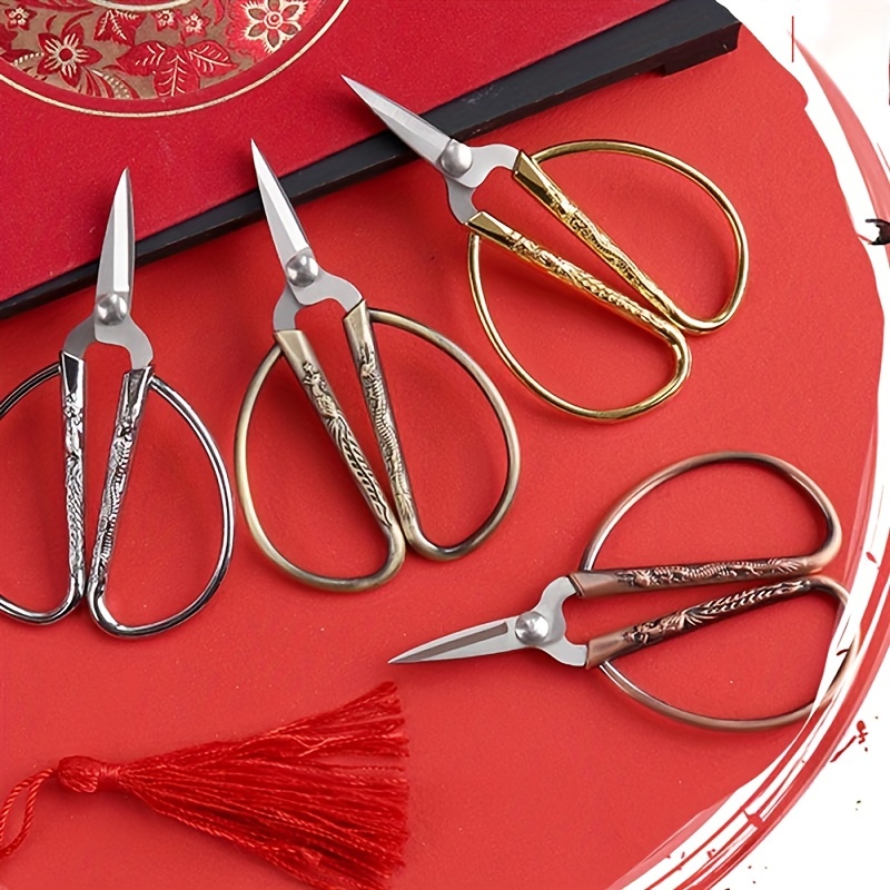 Sewing Needlework Cutter Embroidery Tailor Thread Scissors (Red Ancient)