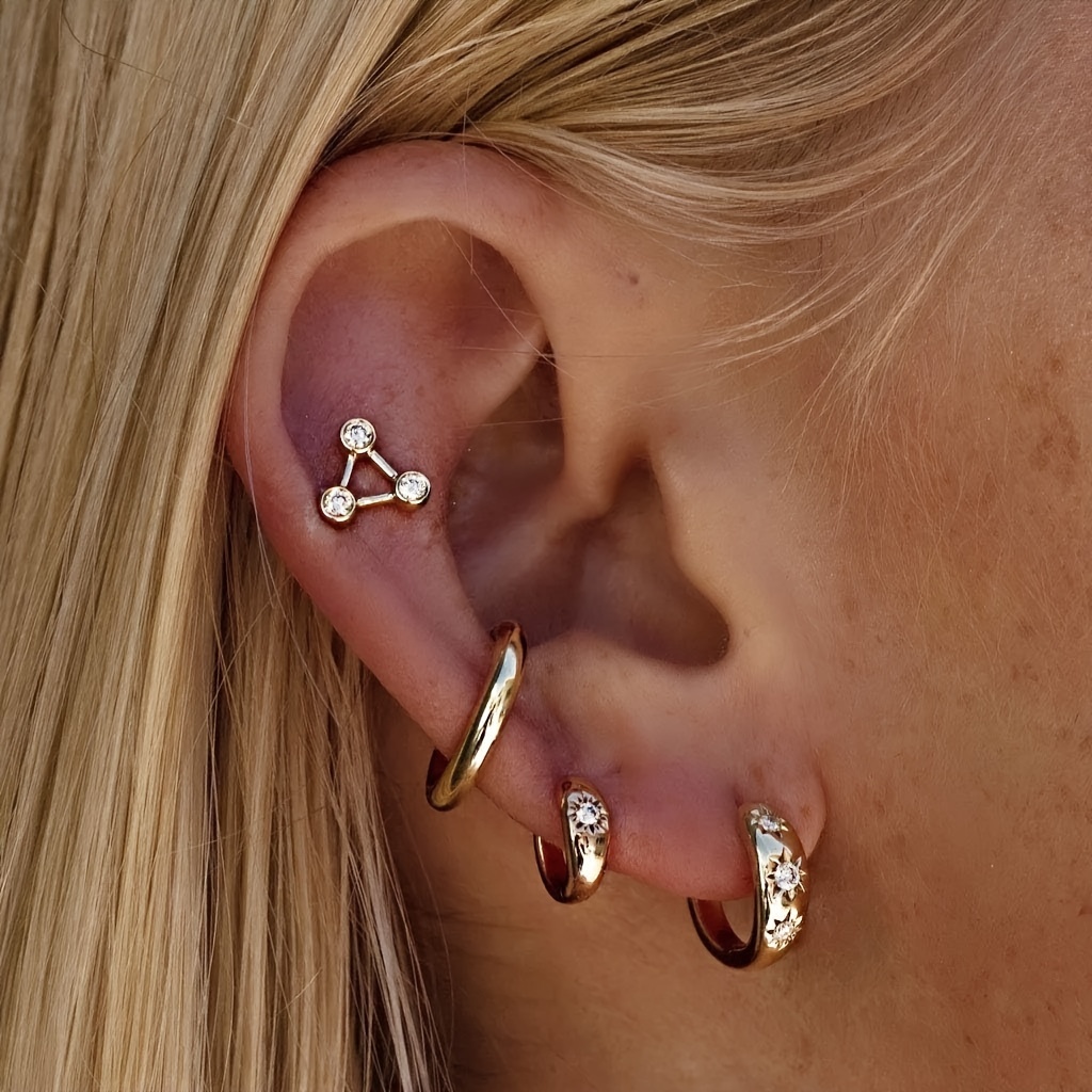 Vintage Sun Zodiac Hoop Earrings, KC Synthetic, Women