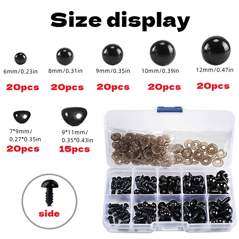 Set Of 264Pcs Black Plastic Doll Eyes For Crafts