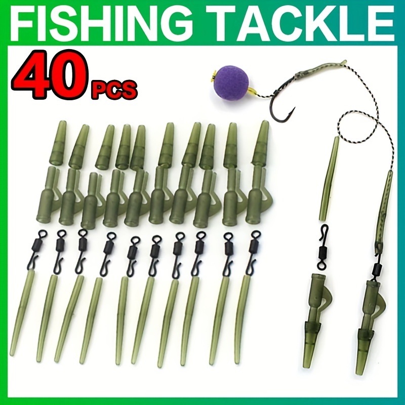 40pcs Fishing Accessories, Carp Fishing Anti-Tangle Sleeves Swivels Lead  Clips Tail Rubber Tubes Tackle Kit, Terminal Tackle -  Canada