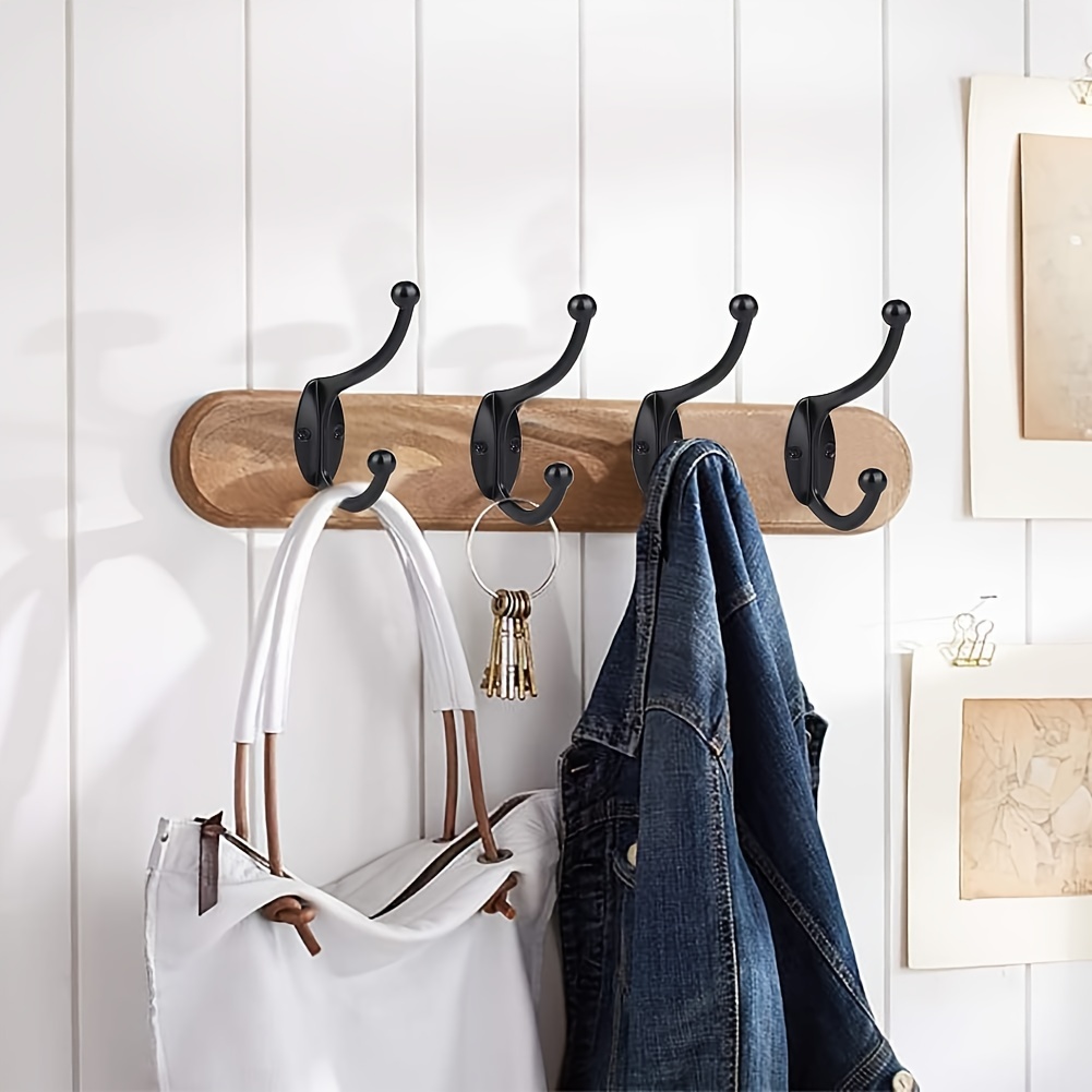 10 Pack Wall Hooks Coat Hooks, Hooks For Hanging Towels Clothes Robes  Double-Prong Wall Mounted Decorative Coat Hanger With Screws Farmhouse  Rustic