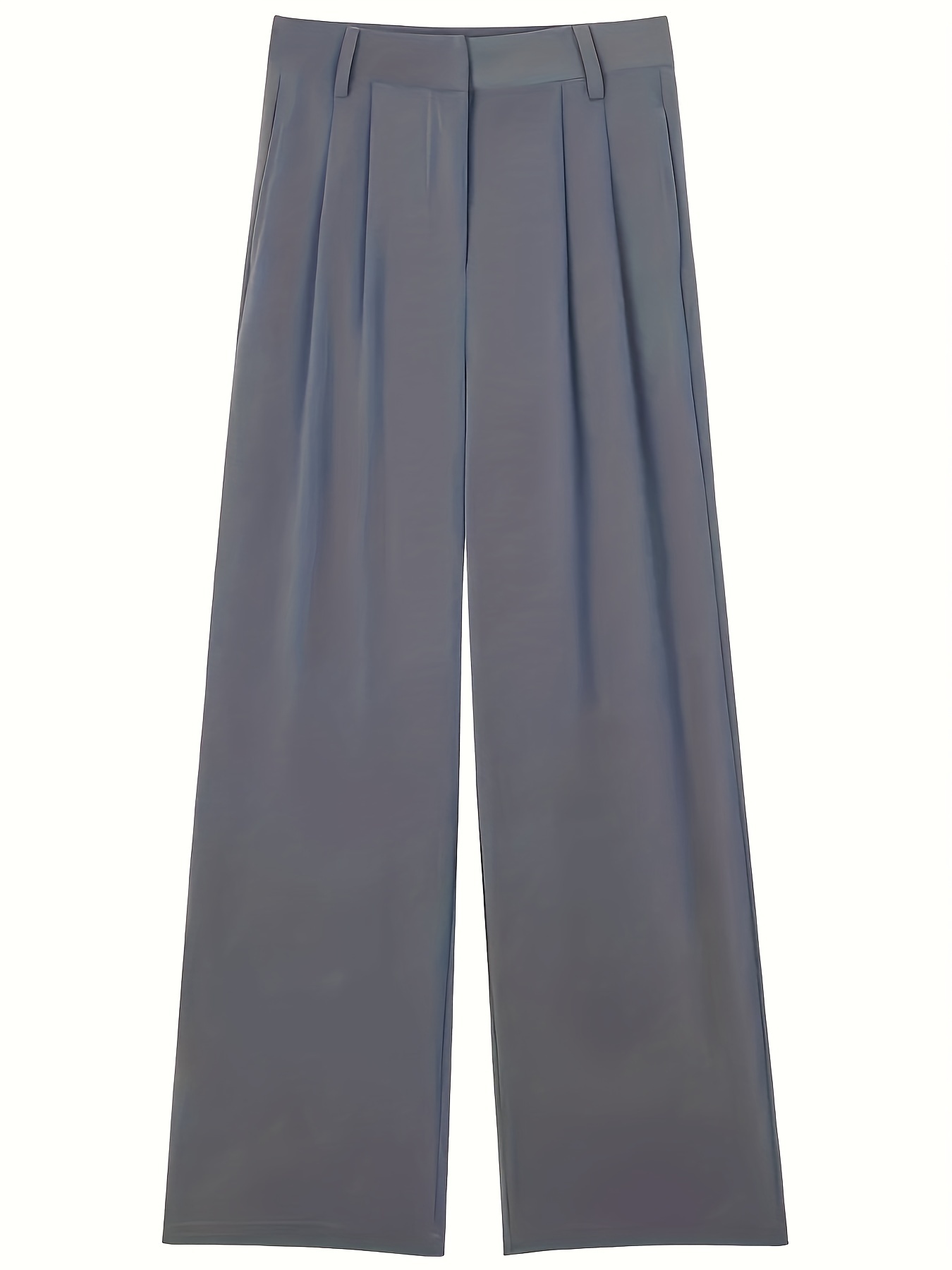 Solid High Waist Draped Long Length Pants Casual Loose - Temu