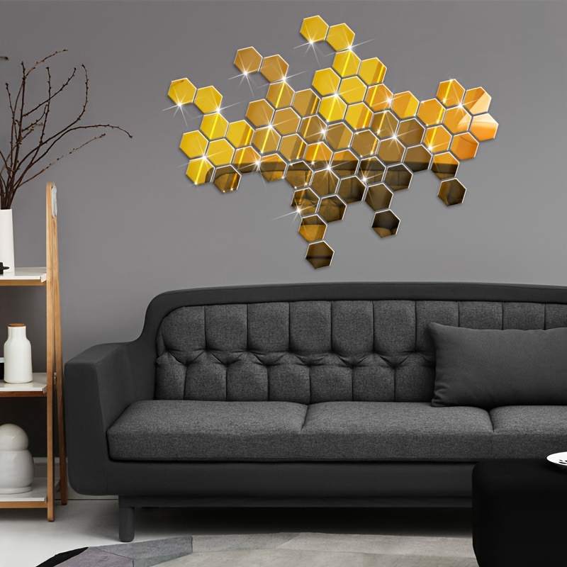 10pcs Feuilles Acryliques Dorées Panneaux Hexagonaux En - Temu Belgium