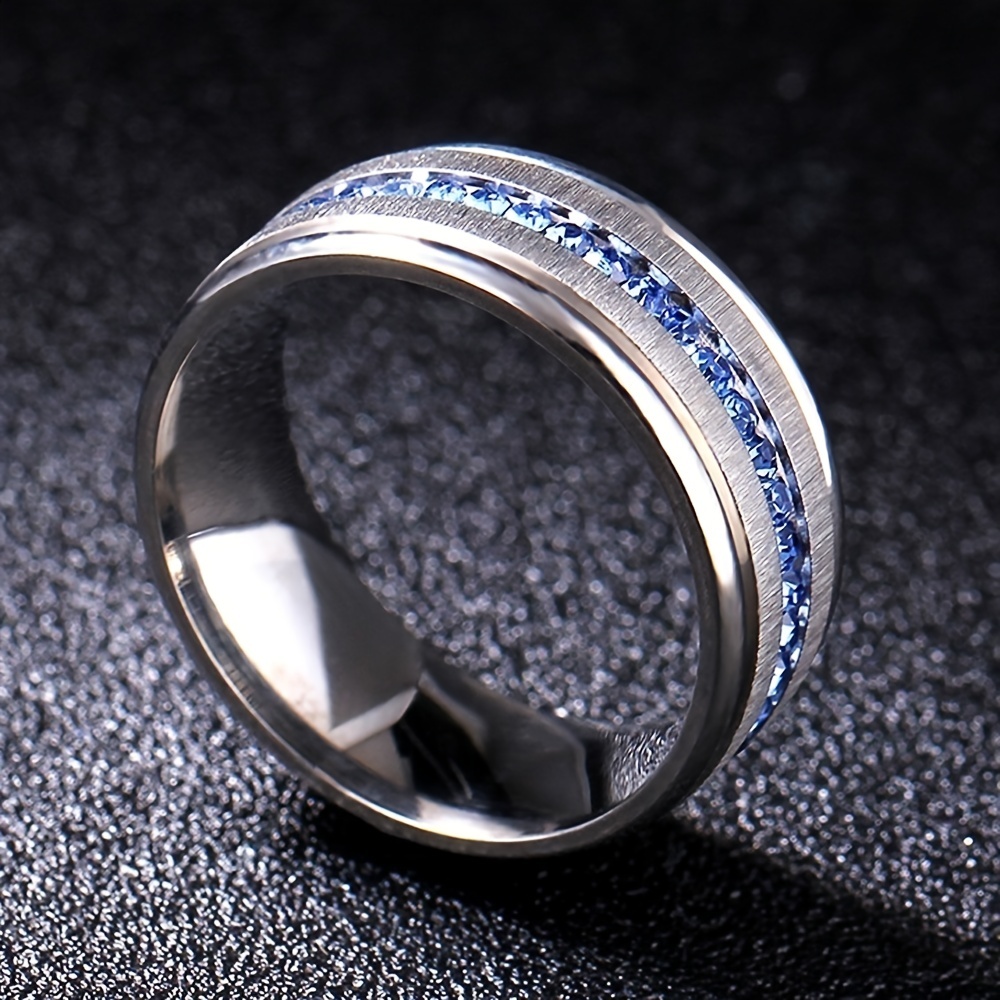 Sapphire Ring Stainless Steel Engagement Couple Ring