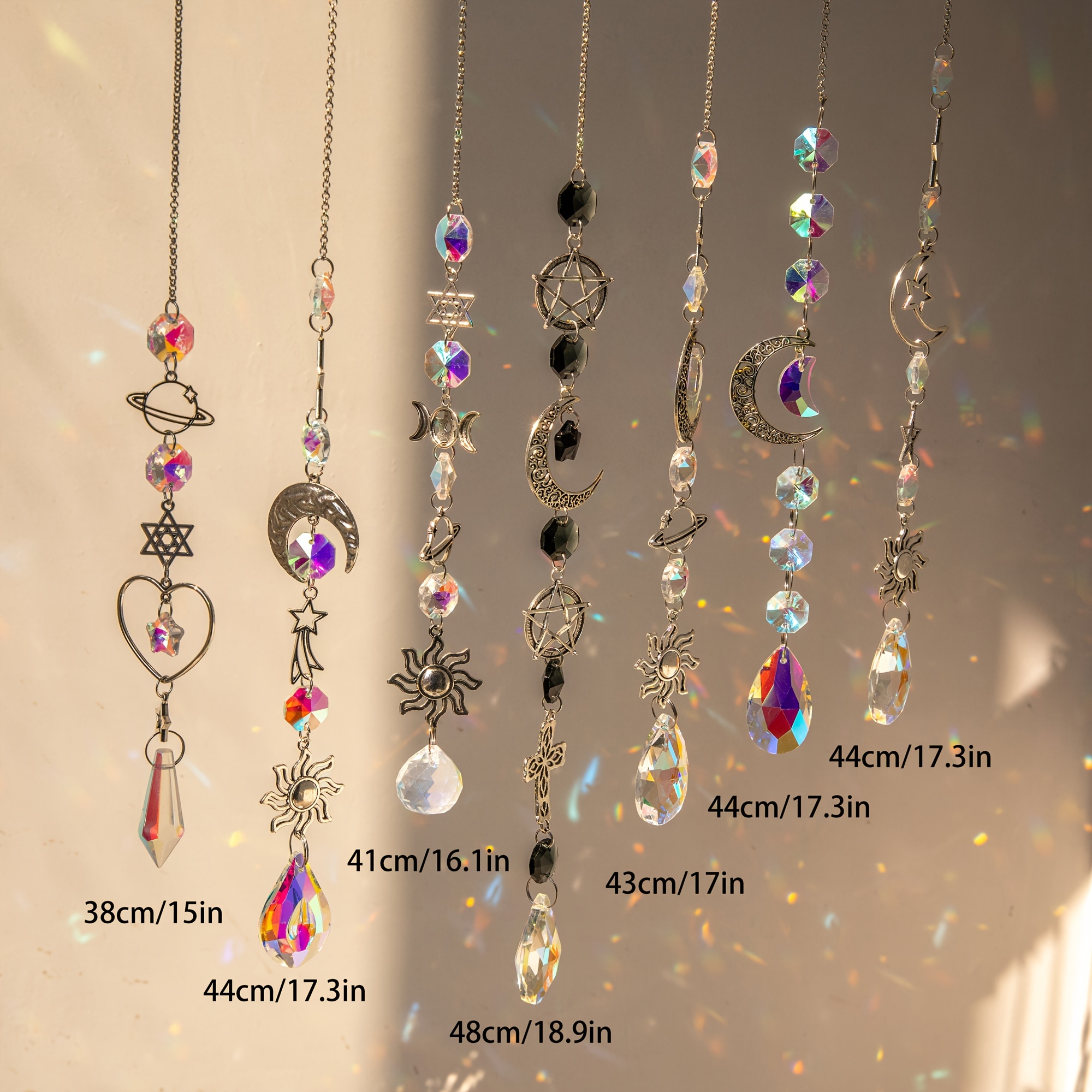 6-set Elegant Crystal Decor Hangings, Suncatcher Crystals for