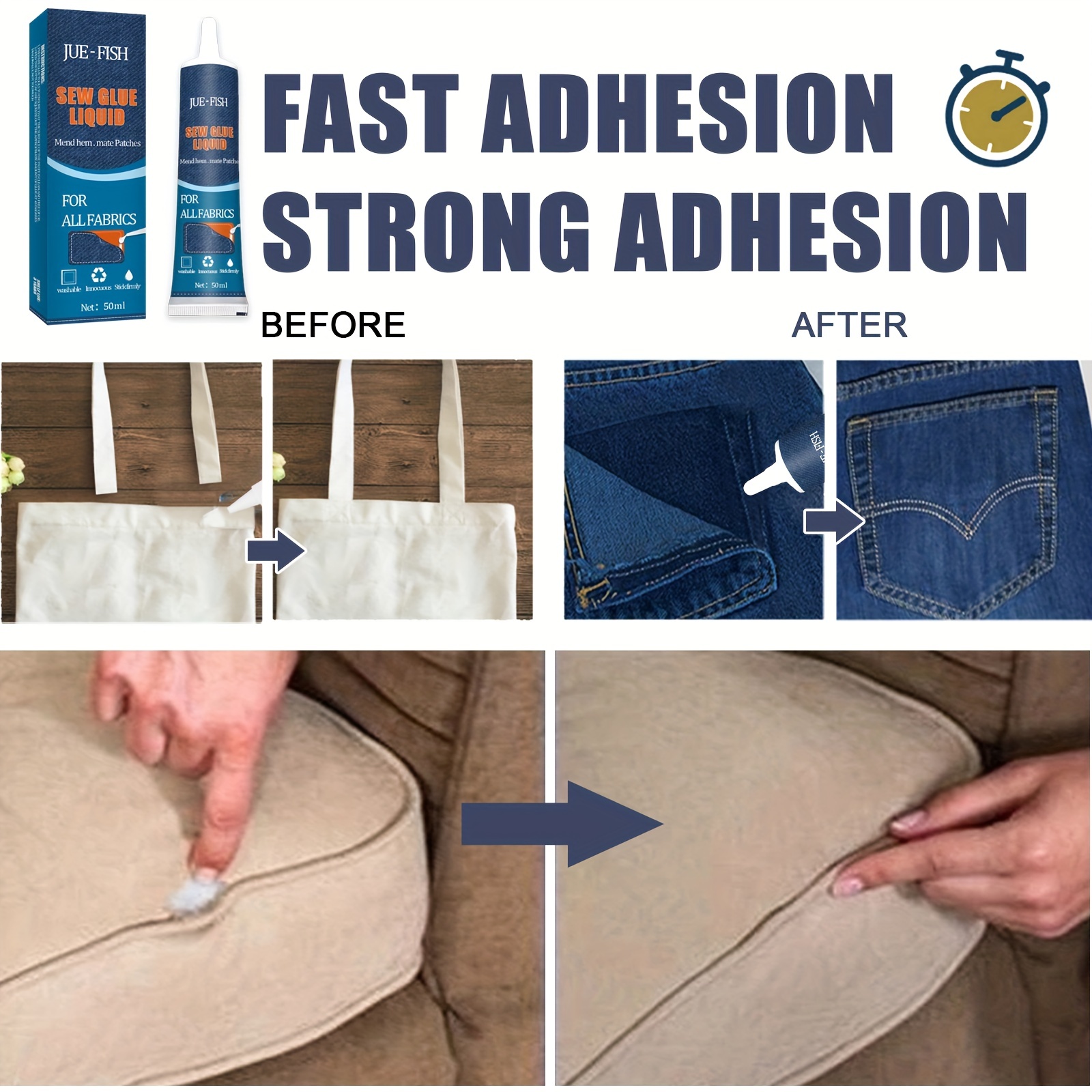1pc Fast Dry Fabric Glue, Fabric Fusion Permanent Fabric Sewing Adhesive  Glue, Cloth Repair Sew Glue DIY Speedy Fix For Clothing Jeans Flannel Denim  L