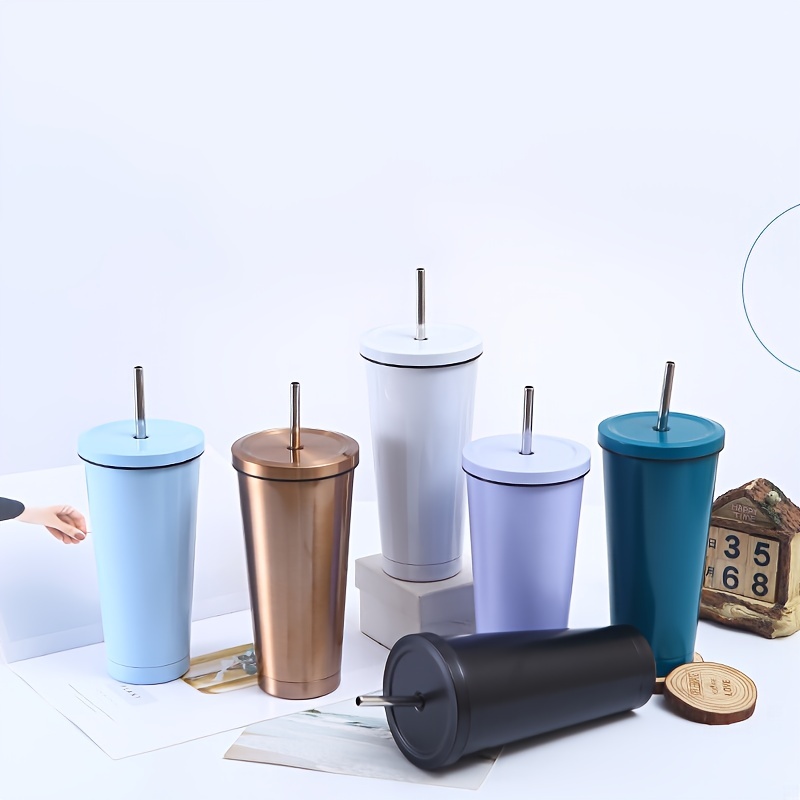 Coffee Cup Double layer Plastic Straw Cup Tumblers With Lids - Temu