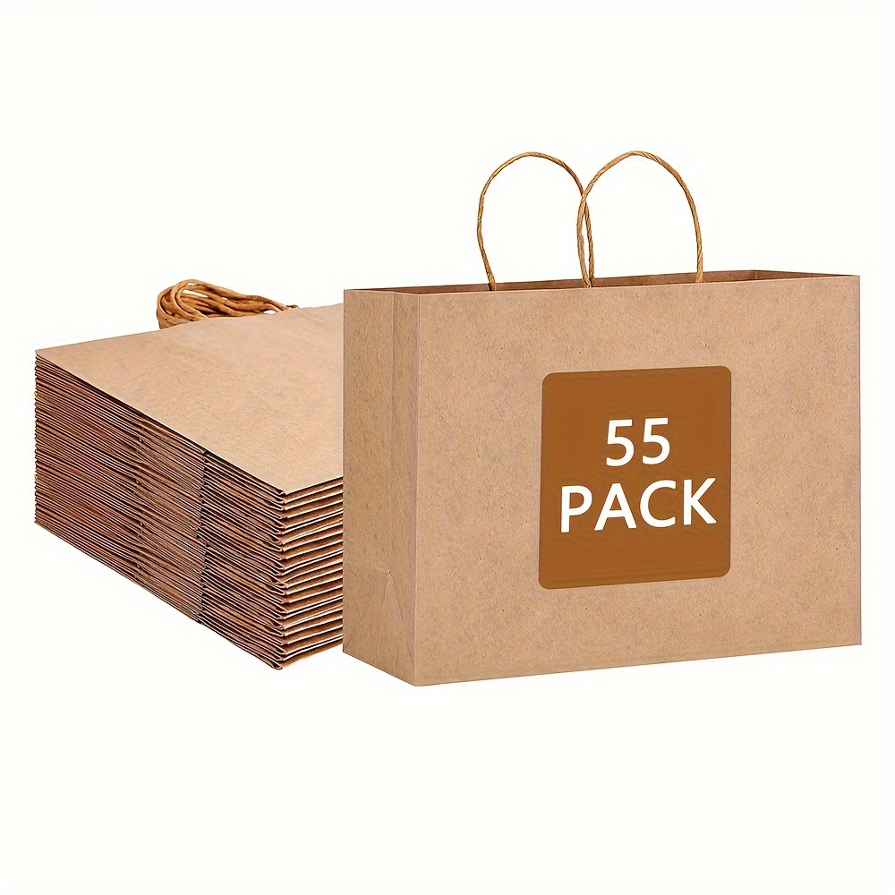 50-Pack Small Brown Gift Bags with Handles - Small Kraft Paper