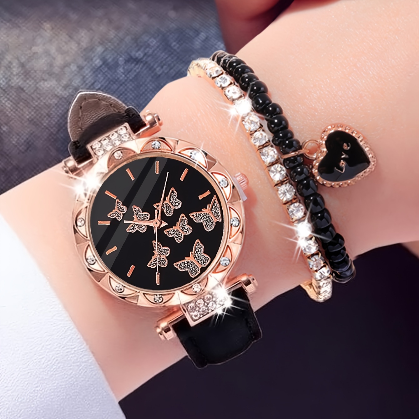 Conjunto 2 Piezas: Reloj Moda Dorado Hiphop Mujer Brazalete - Temu