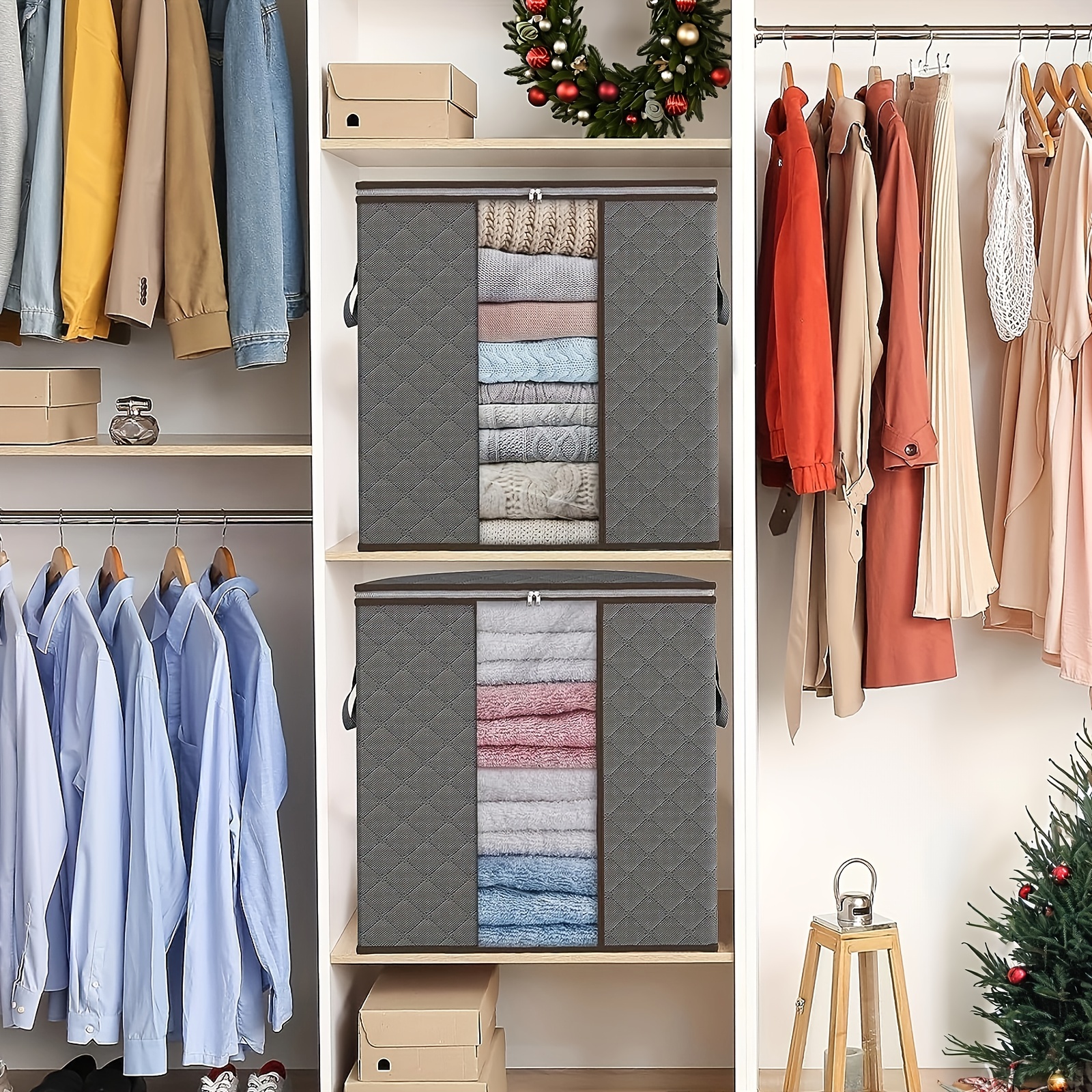 Closet Storage Bins Clothing Bin With Clear Window Foldable - Temu